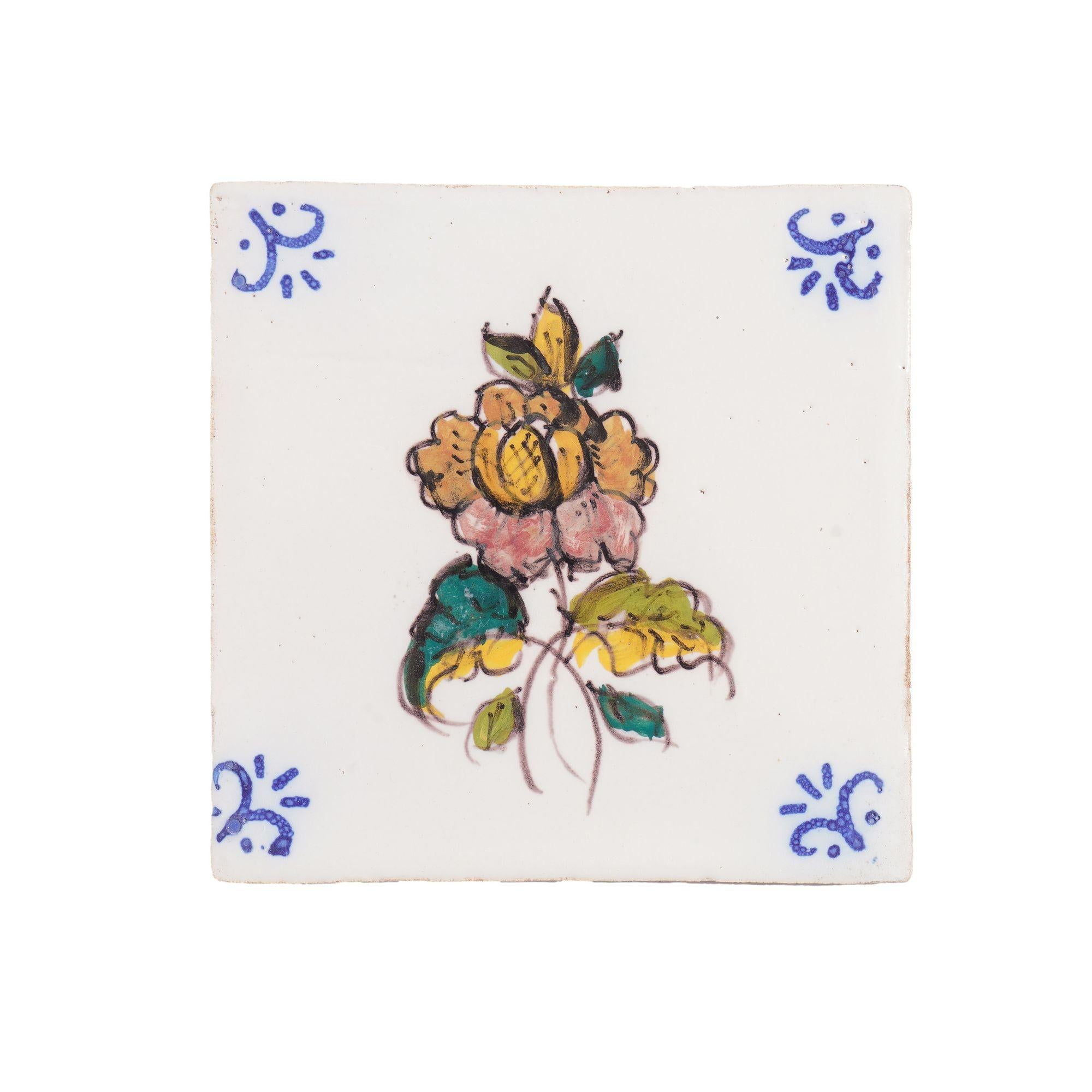 Ensemble de 6 carreaux de faïence botanique portugais peints à la main par Fábrica Sant'Anna en vente 2