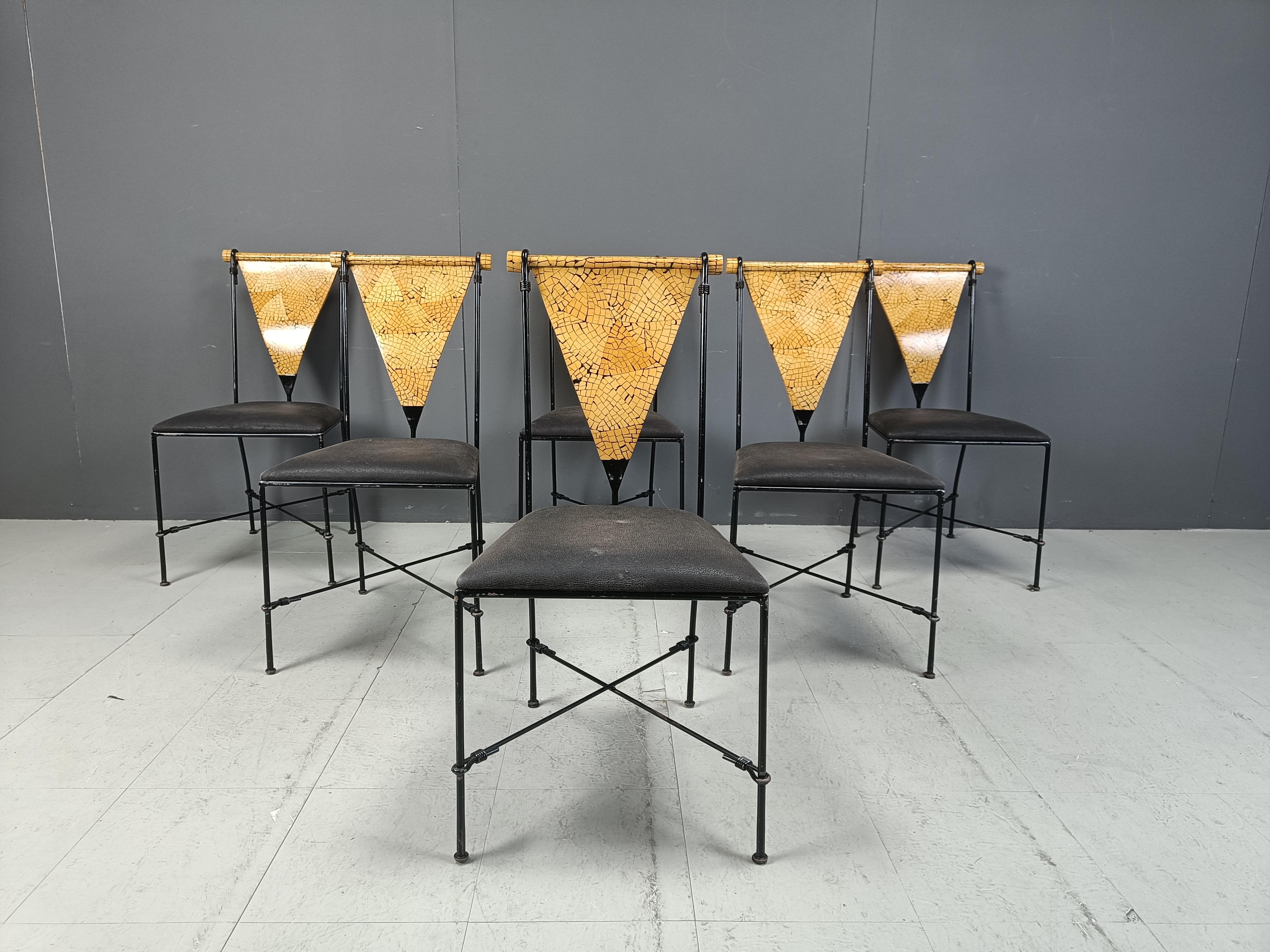 Set di 6 sedie da pranzo postmoderne, anni '70 In condizioni buone in vendita a Leuven, Vlaams Gewest