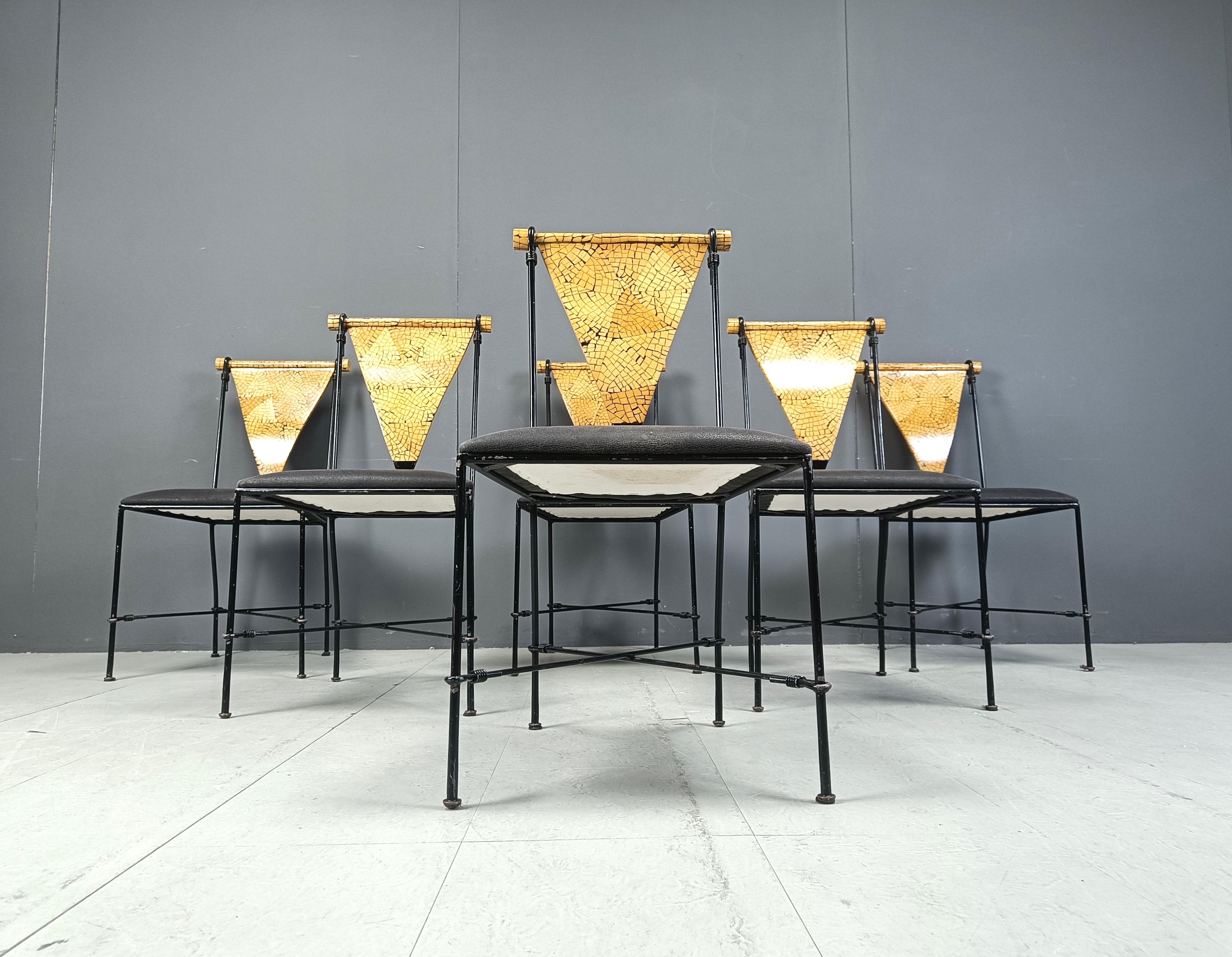 Metallo Set di 6 sedie da pranzo postmoderne, anni '70 in vendita