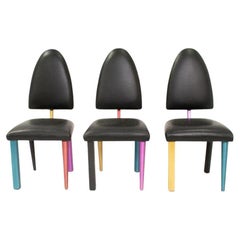 Juego de 6 sillas de comedor postmodernas de Peter Handler Studio