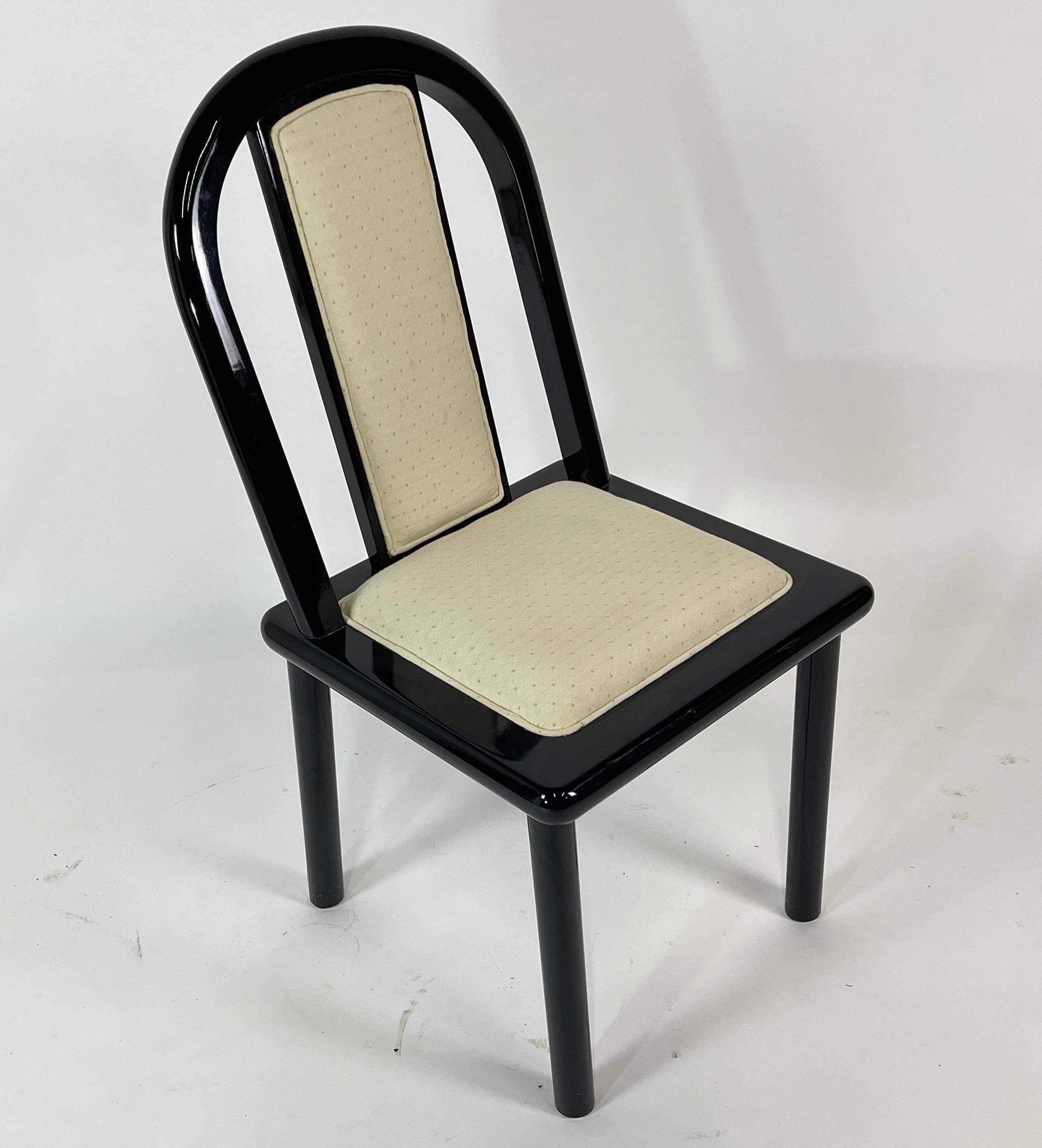 Set of 4 Postmodern Italian Black Lacquered Dining Chairs from Maurice Villency 4