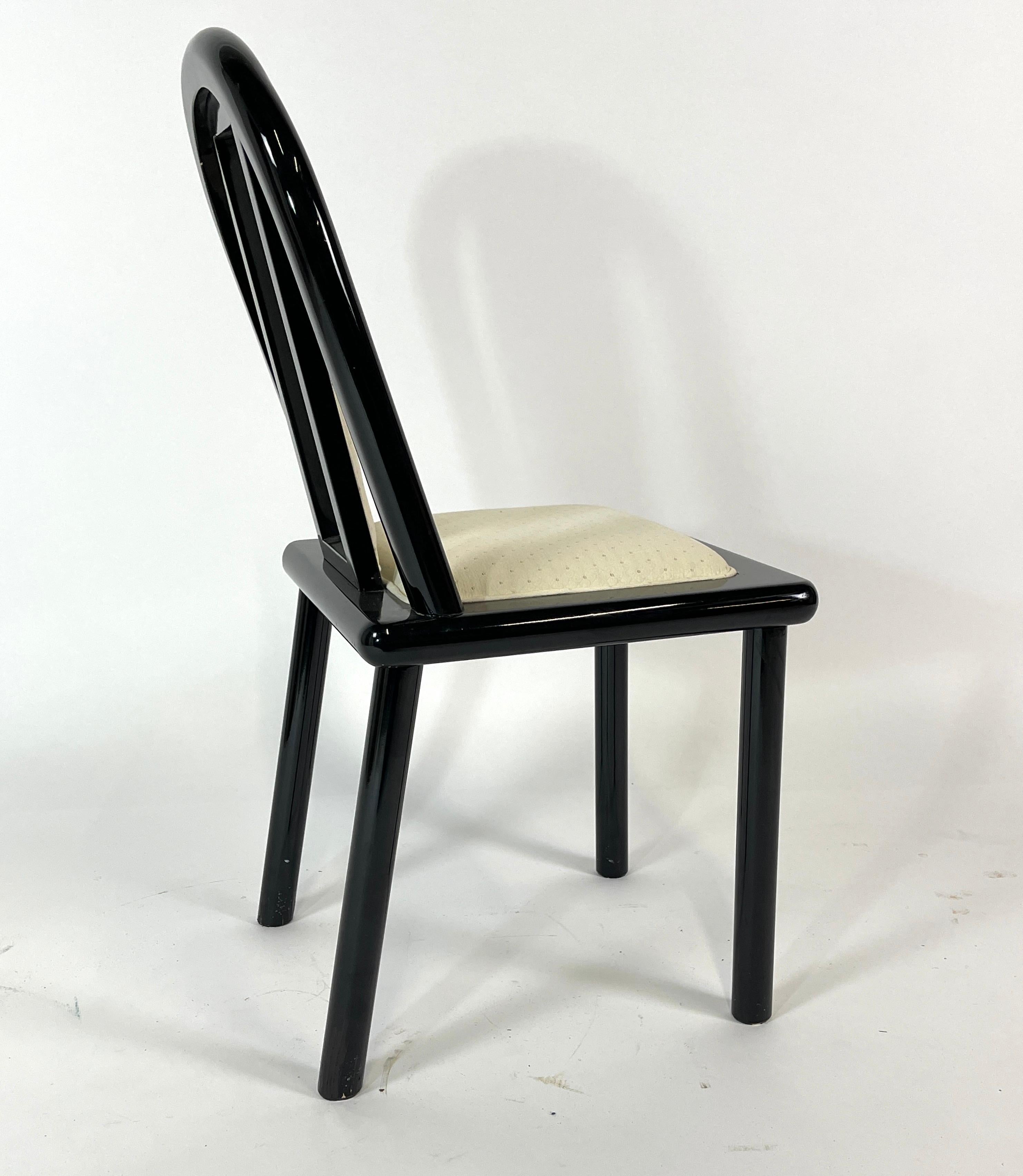 Set of 4 Postmodern Italian Black Lacquered Dining Chairs from Maurice Villency 5