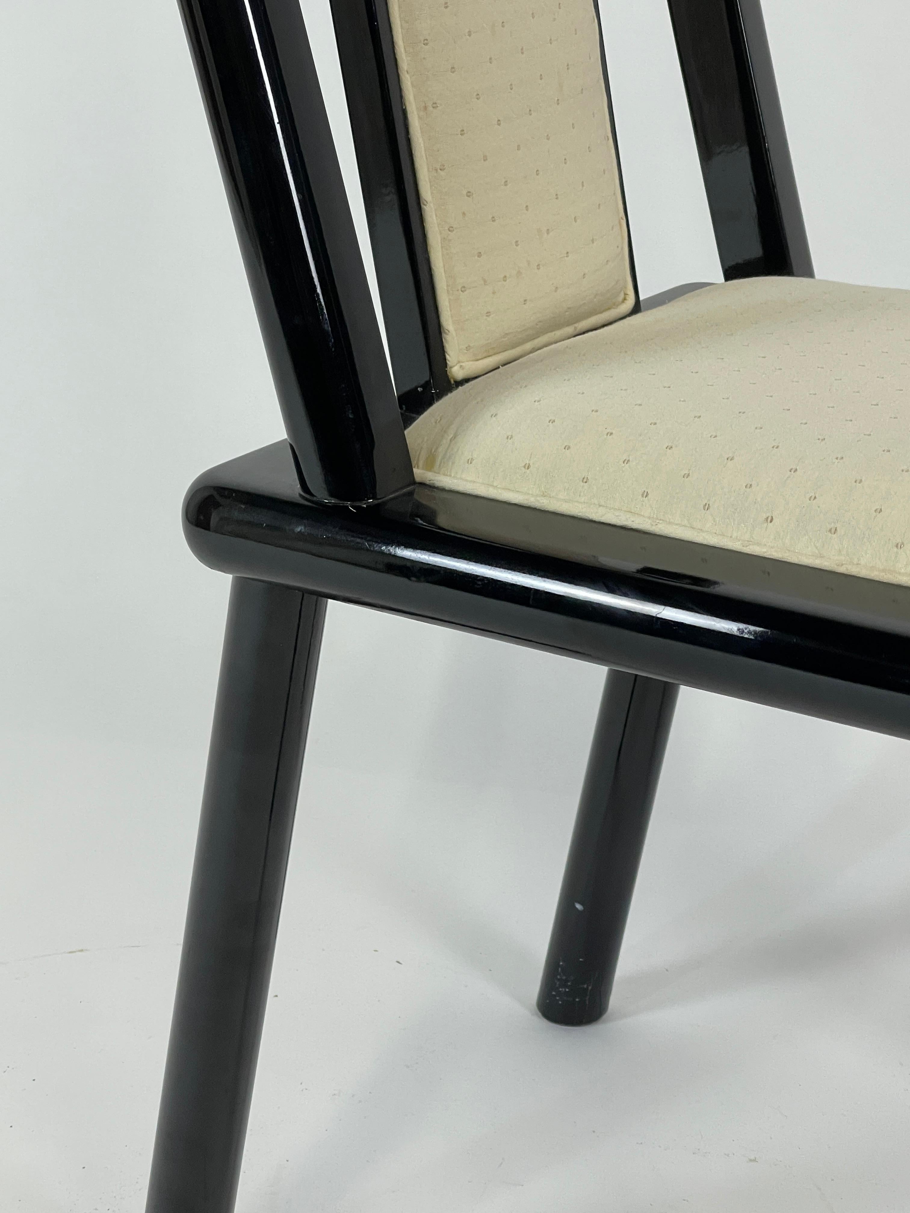 Late 20th Century Set of 4 Postmodern Italian Black Lacquered Dining Chairs from Maurice Villency
