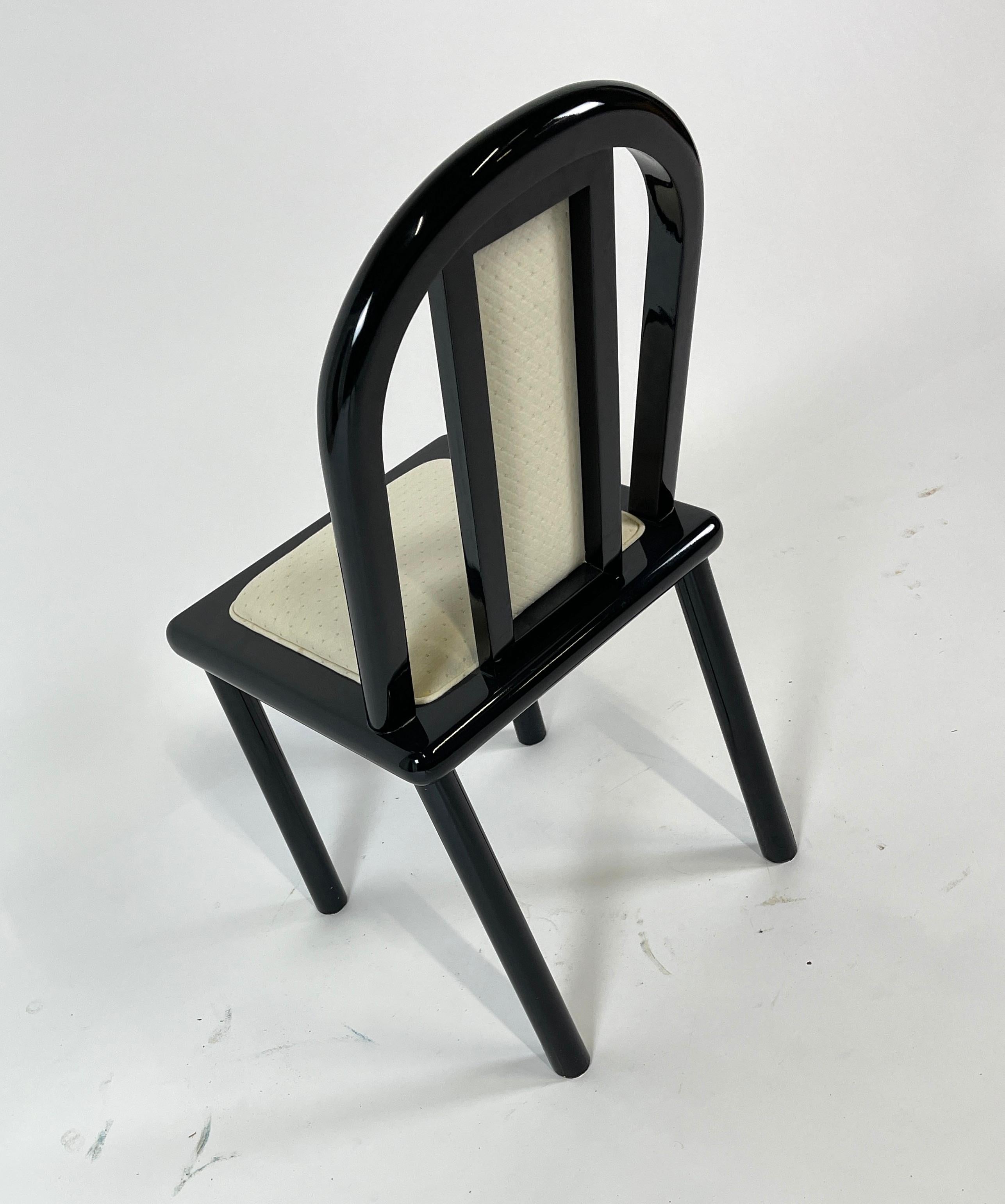 Set of 4 Postmodern Italian Black Lacquered Dining Chairs from Maurice Villency 2