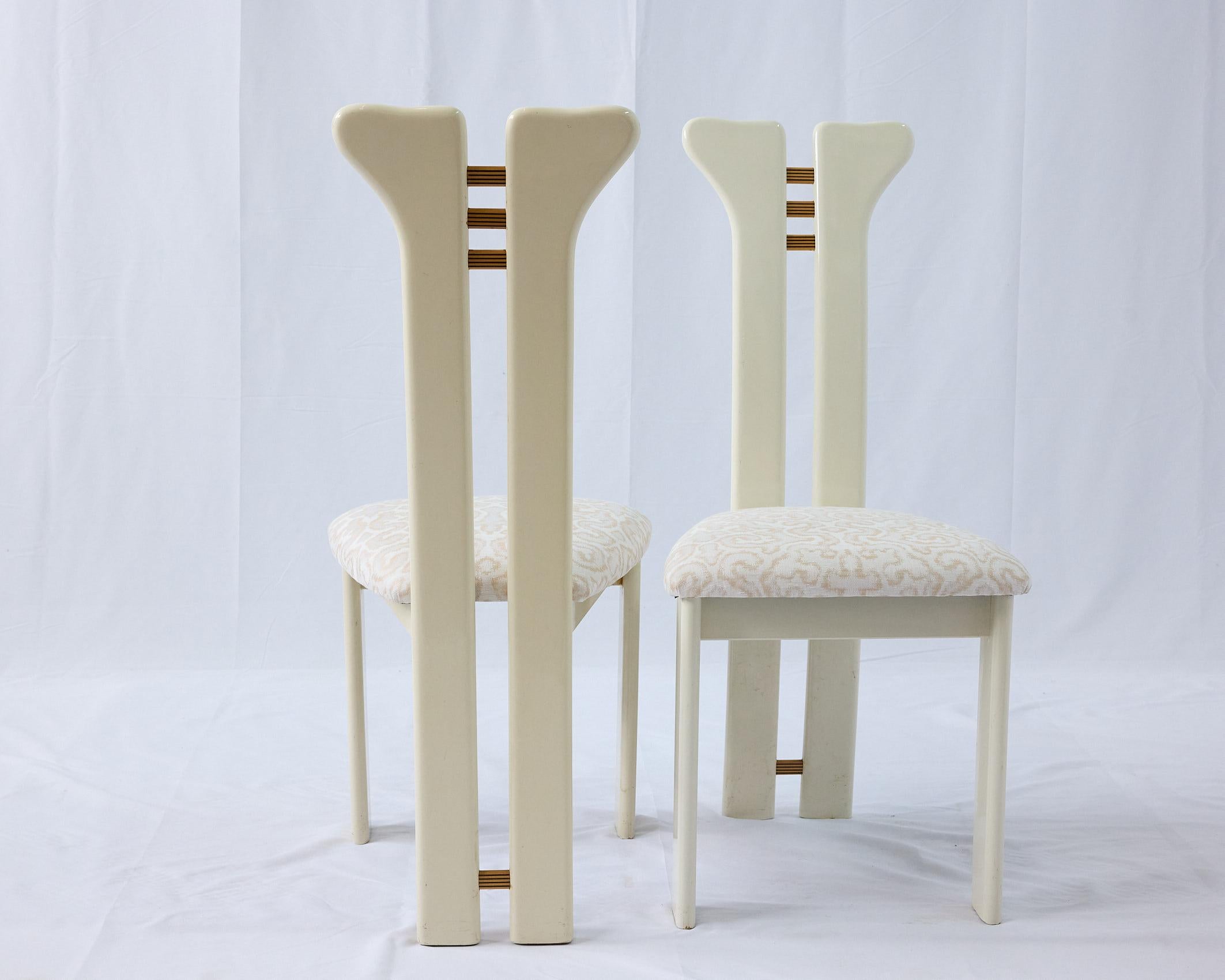 Tissu d'ameublement Ensemble de 6 chaises de salle à manger postmodernes Pierre Cardin, vers 1980 en vente