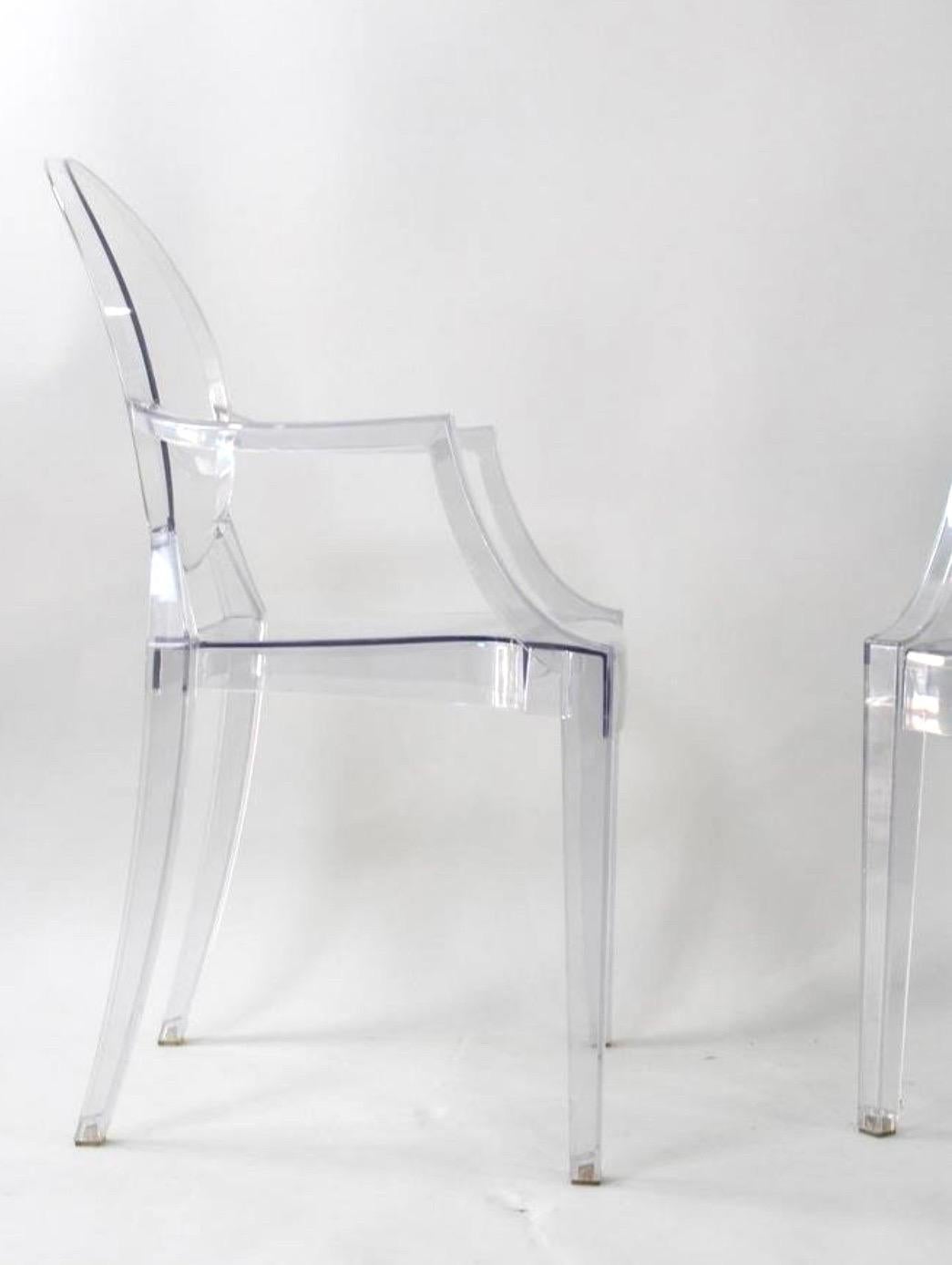 Mid-Century Modern Set of 6 Postmodern Acrylic Ghost Chairs