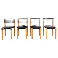 Ensemble de 6 chaises postmodernes en bois et noir de Kurt Thut pour Dietiker, années 1980