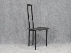 Set of 6 Postmodern Black Metal and Leather Dining Chairs by Cattelan Italia