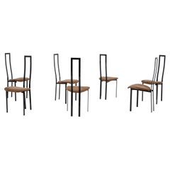 Set of 6 Postmodern Black Metal and Velluto Dining Chairs by Cattelan Italia