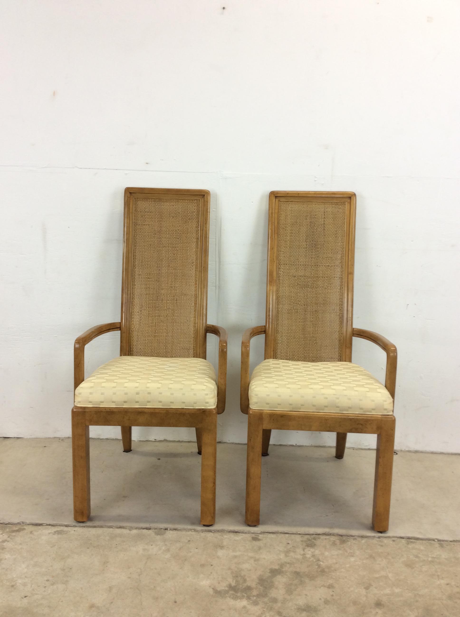 Set of 6 Postmodern Cane Back Dining Chairs by American of Martinsville For Sale 4