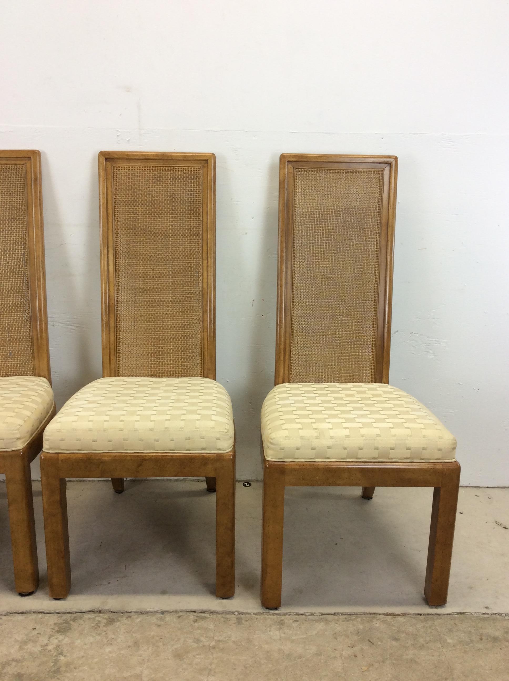 Post-Modern Set of 6 Postmodern Cane Back Dining Chairs by American of Martinsville For Sale