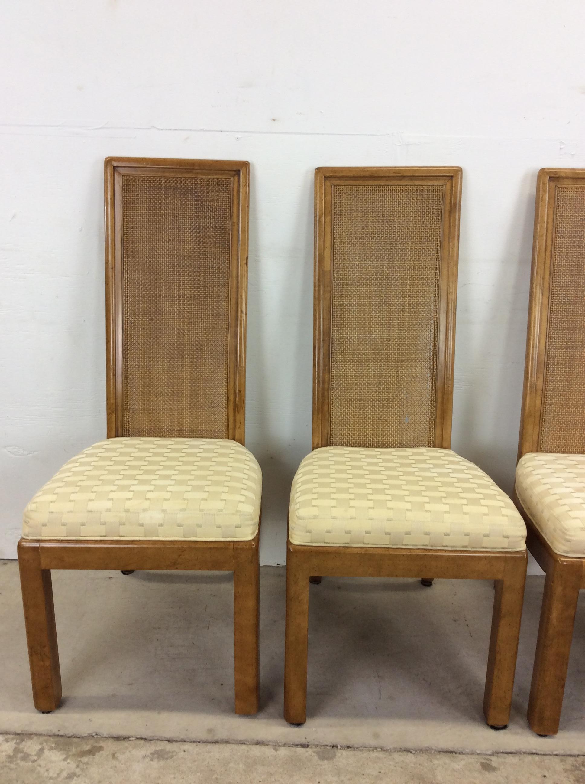 Caning Set of 6 Postmodern Cane Back Dining Chairs by American of Martinsville For Sale