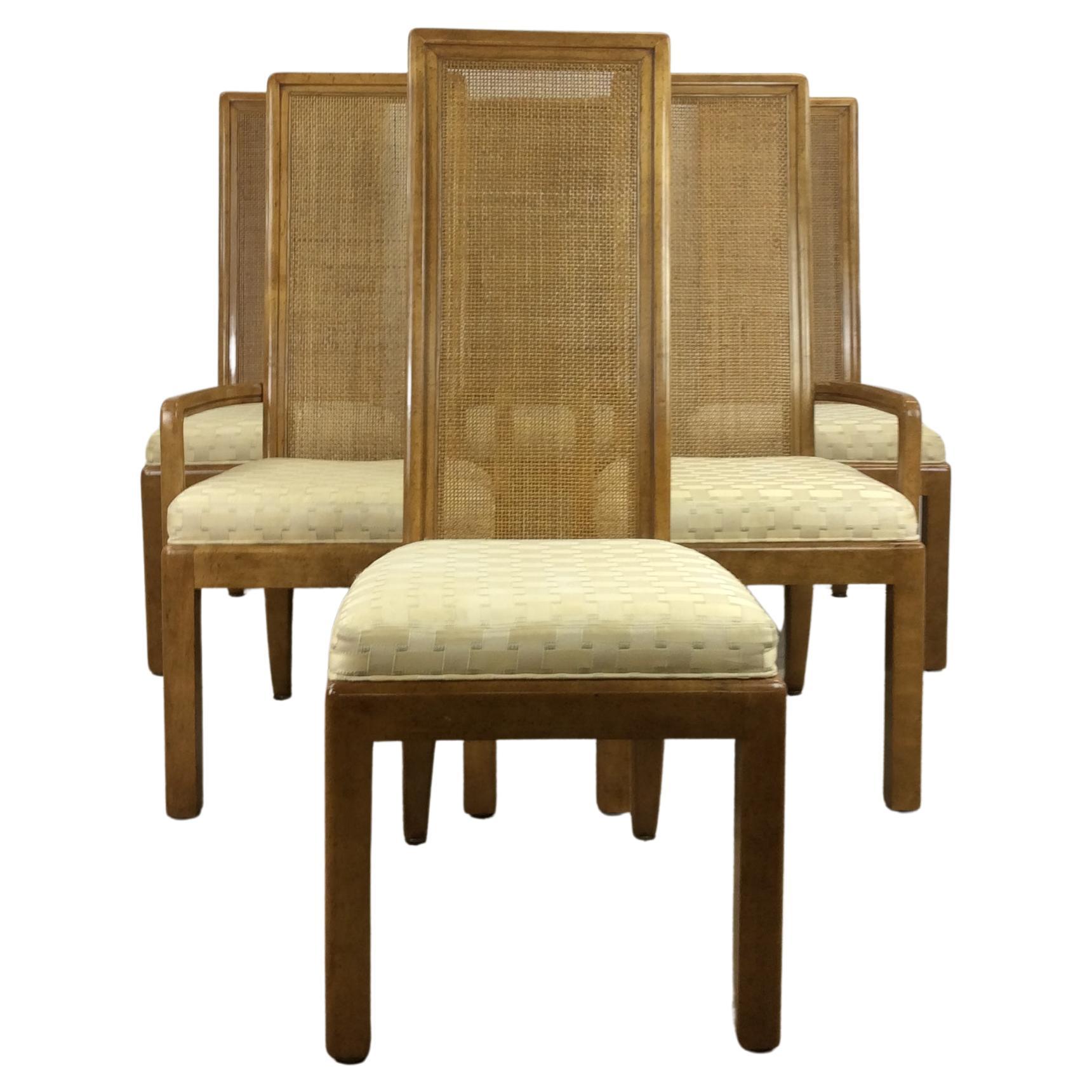 Set of 6 Postmodern Cane Back Dining Chairs by American of Martinsville