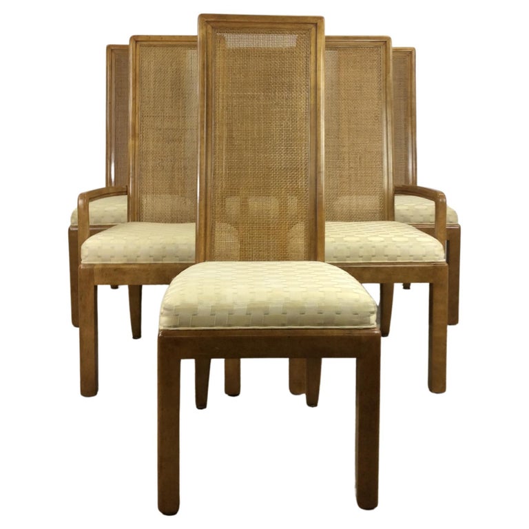 Set of 6 Postmodern Cane Back Dining Chairs by American of Martinsville