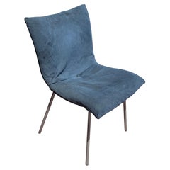 Set of 6 Postmodern Dining Chairs Calin by Ligne Roset in royal Blue Suede