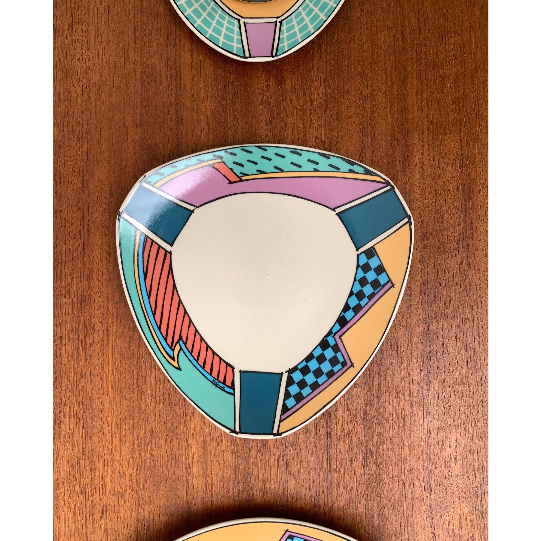 Juego de 6 platos, tazas y platillos de servicio de café de la serie postmoderna Flash One, años 80 en Excelente estado para la venta en Hamburg, DE