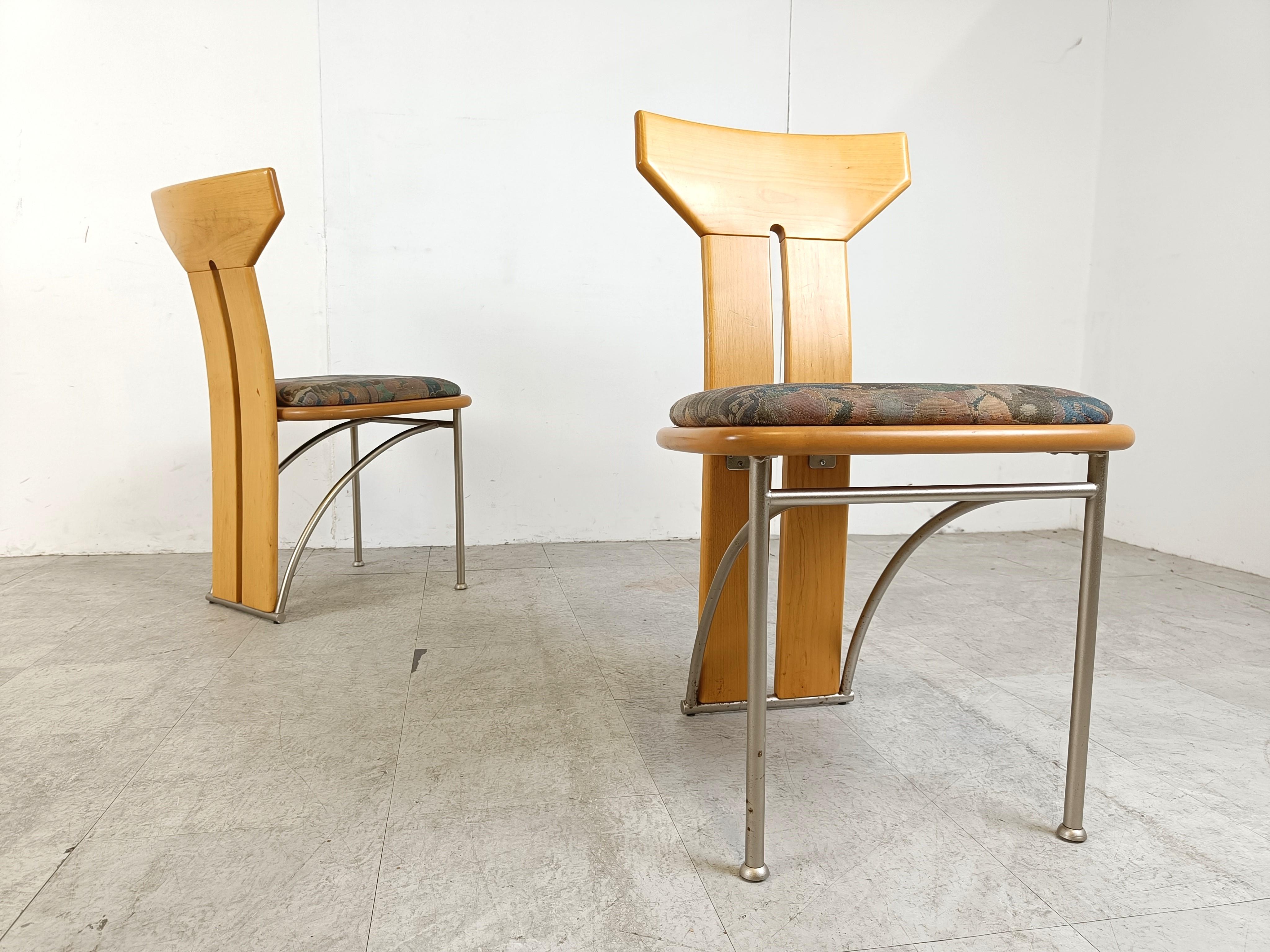 Set of 6 postmodern italian dining chairs, 1980s For Sale 3