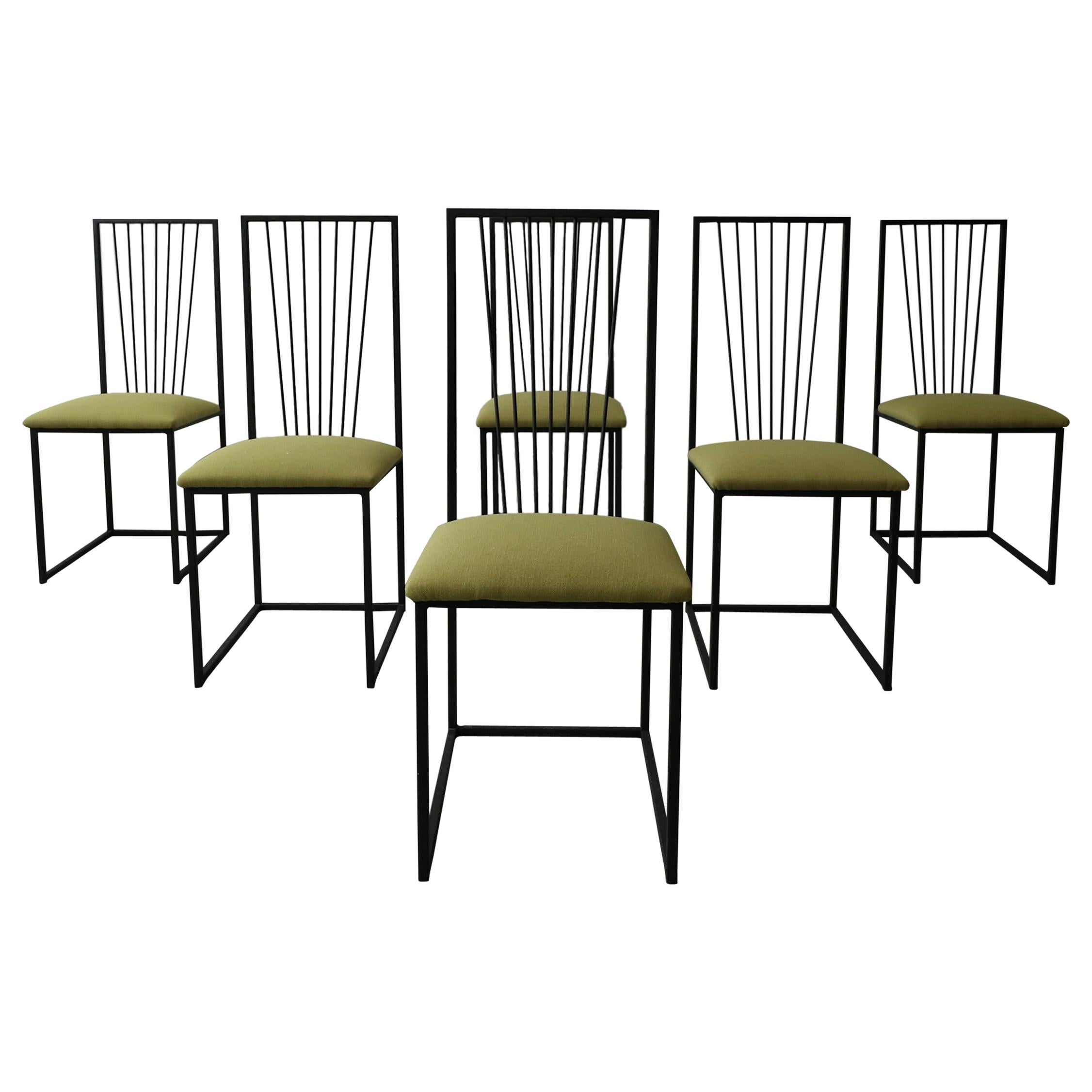 Set of 6 Postmodern Memphis Milano Minimalist Style Dining Chairs