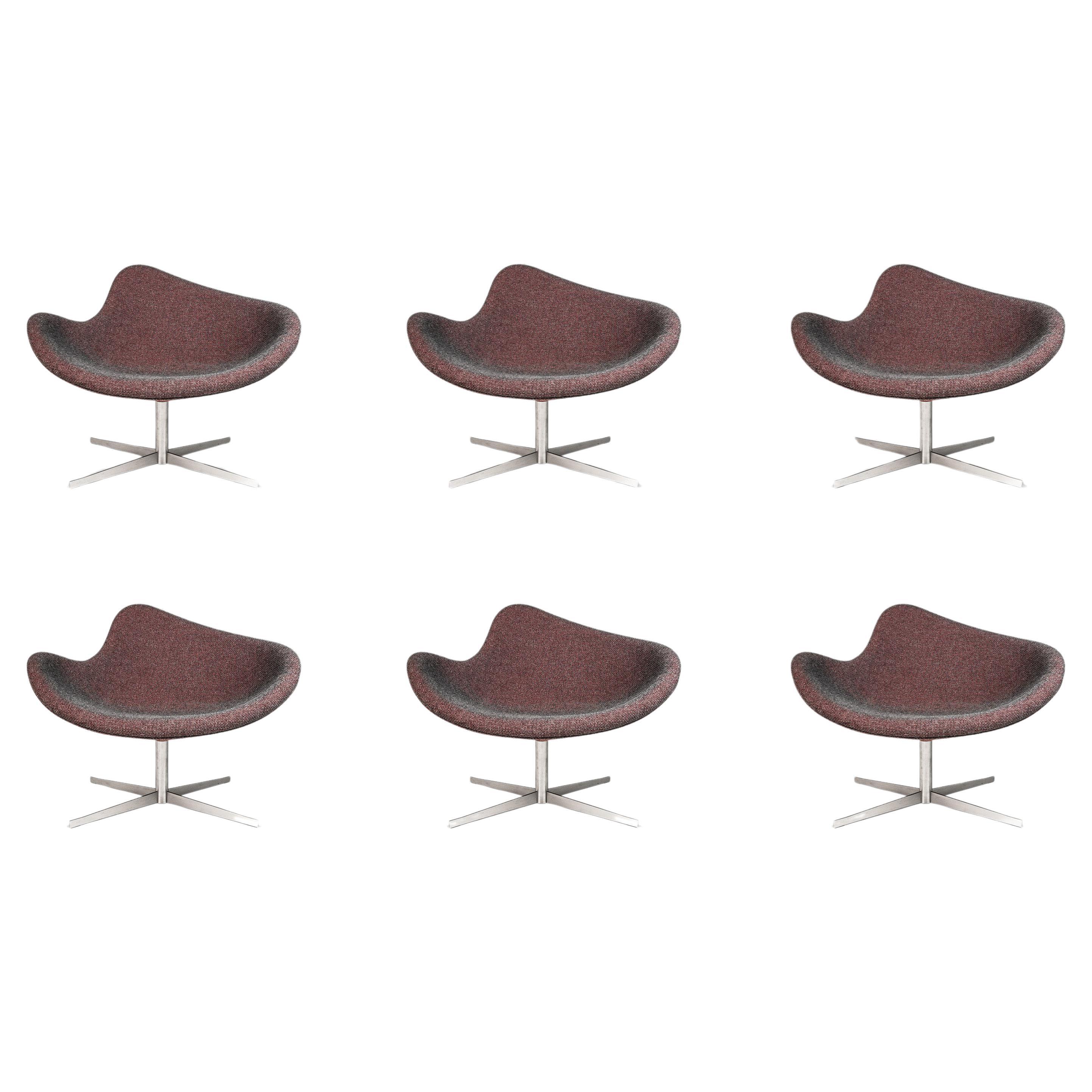 Ensemble de 6 chaises pivotantes K2 Magenta postmodernes de Busk & Hertzog, États-Unis, vers les années 2000