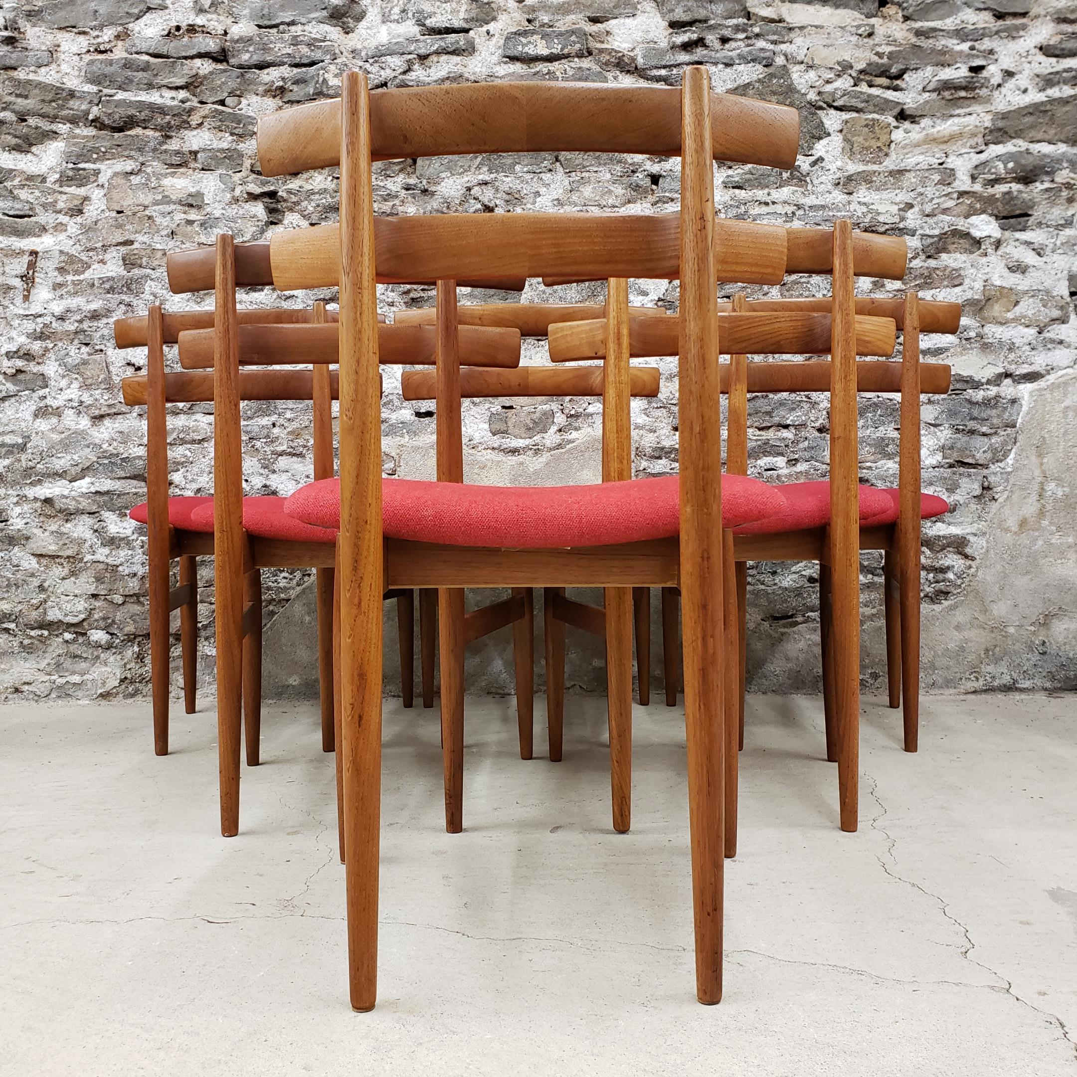 Upholstery Set of 6 Poul Hundevad Model 30 Danish Teak Dining Chairs