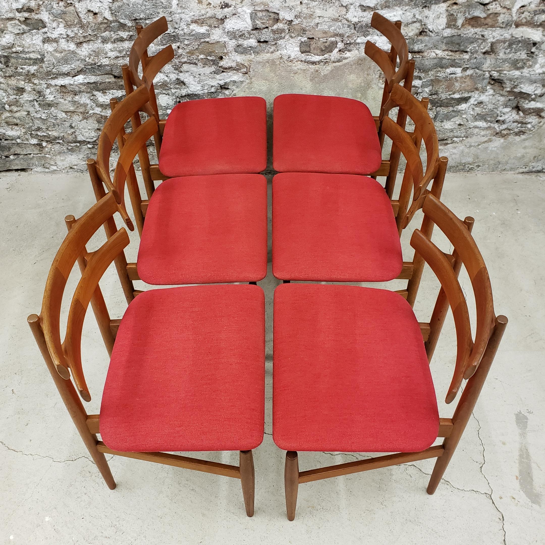 Set of 6 Poul Hundevad Model 30 Danish Teak Dining Chairs 1