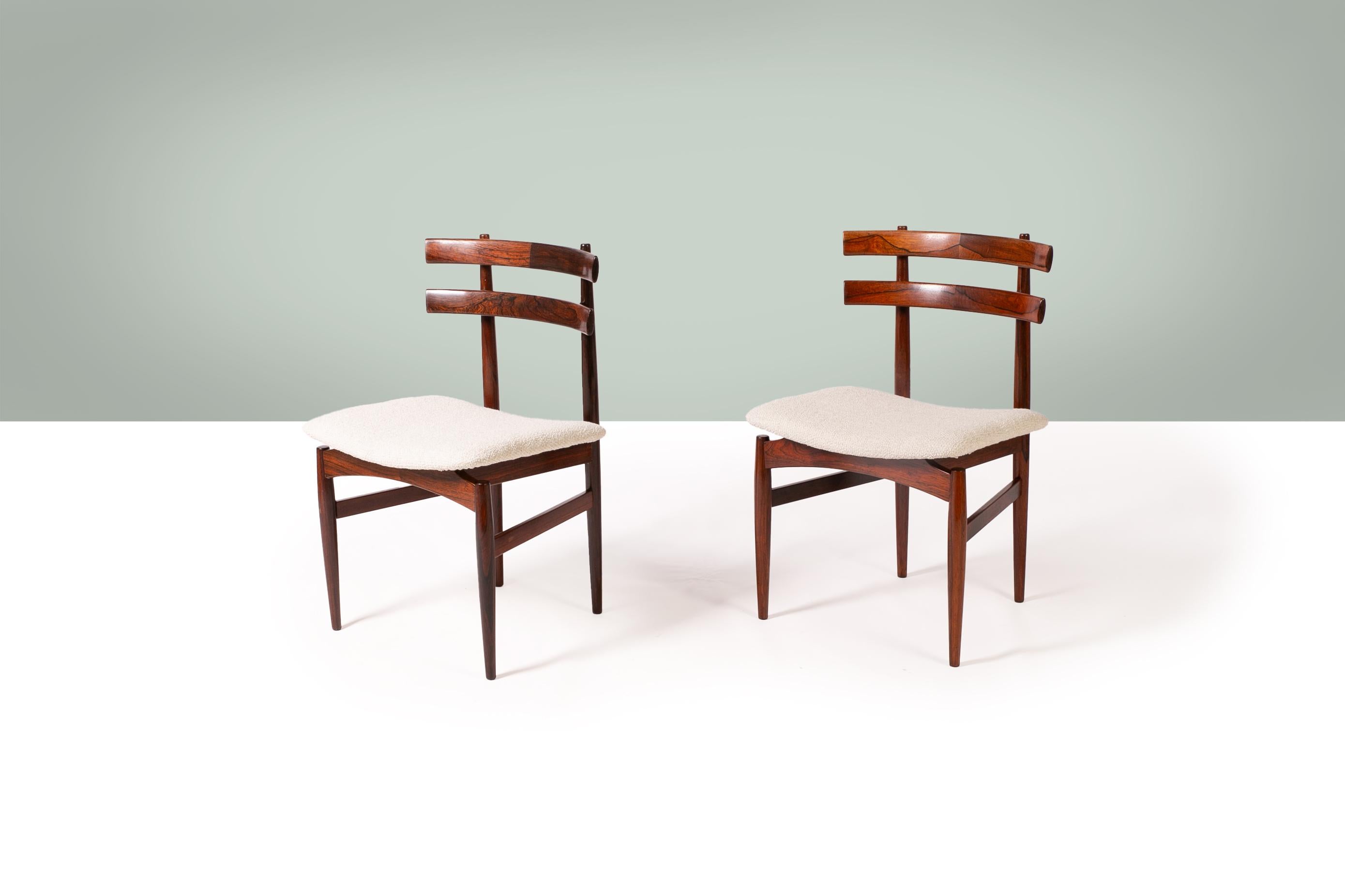 Mid-Century Modern Ensemble de 6 chaises de salle à manger Poul Hundevad en bois de rose 1958, modèle 30. en vente