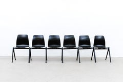 Set of 6 Prouve Style Industrial Stacking Chairs