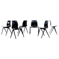 Set of 6 Prouve Style Industrial Stacking Chairs
