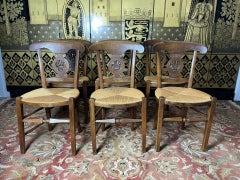 Set of 6 Provençal rush-seated rustic chairs