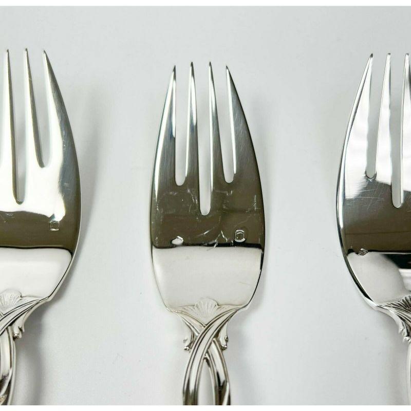 Set of 6 Puiforcat French Sterling Silver Salad or Luncheon Forks in Royal 3