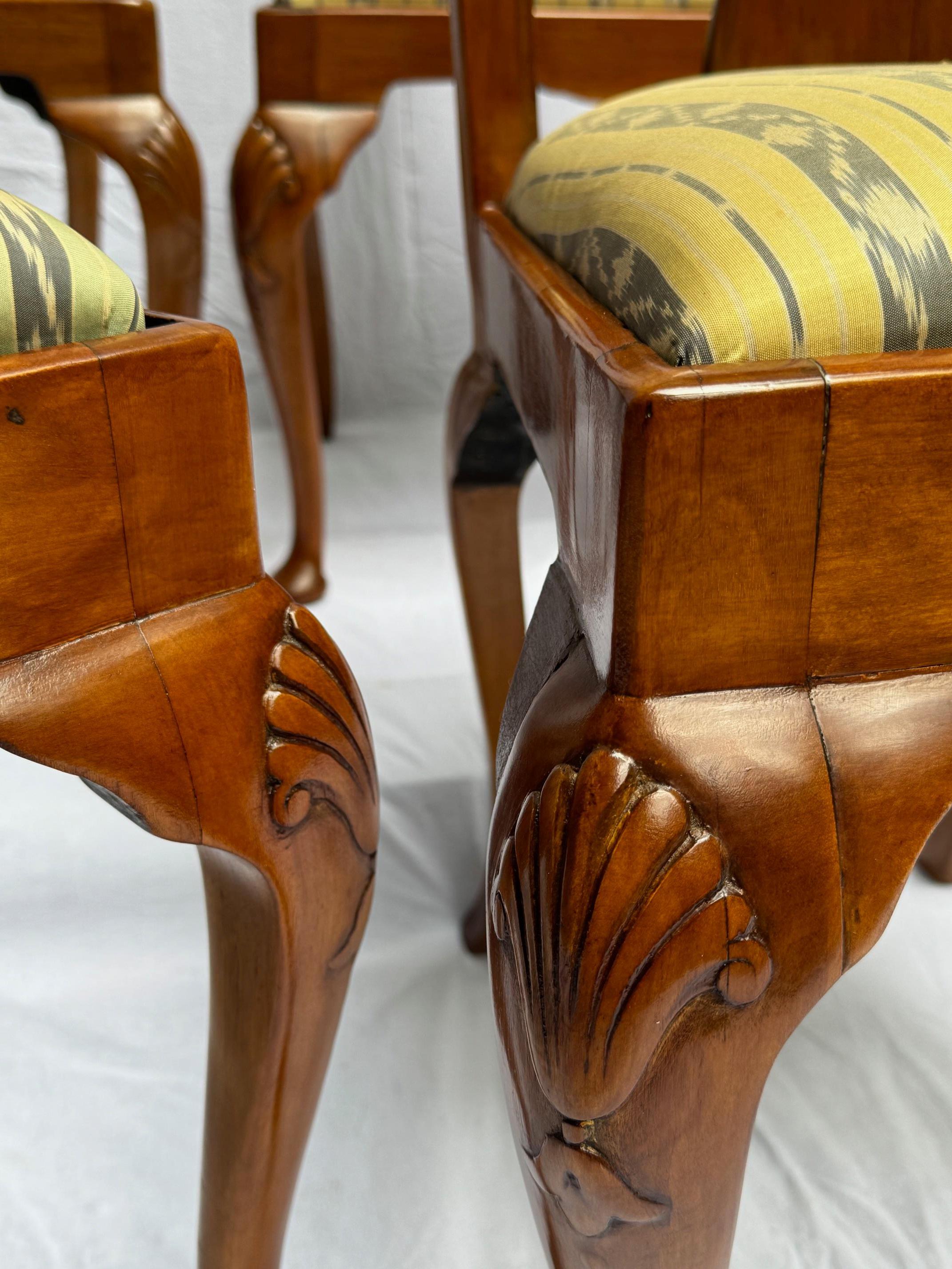 Sculpté à la main Ensemble de 6 chaises Queen Anne en vente