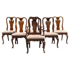 Set of 6 Queen Anne Style Dining Room Chairs, Two Armchair, 4 Side Chairs