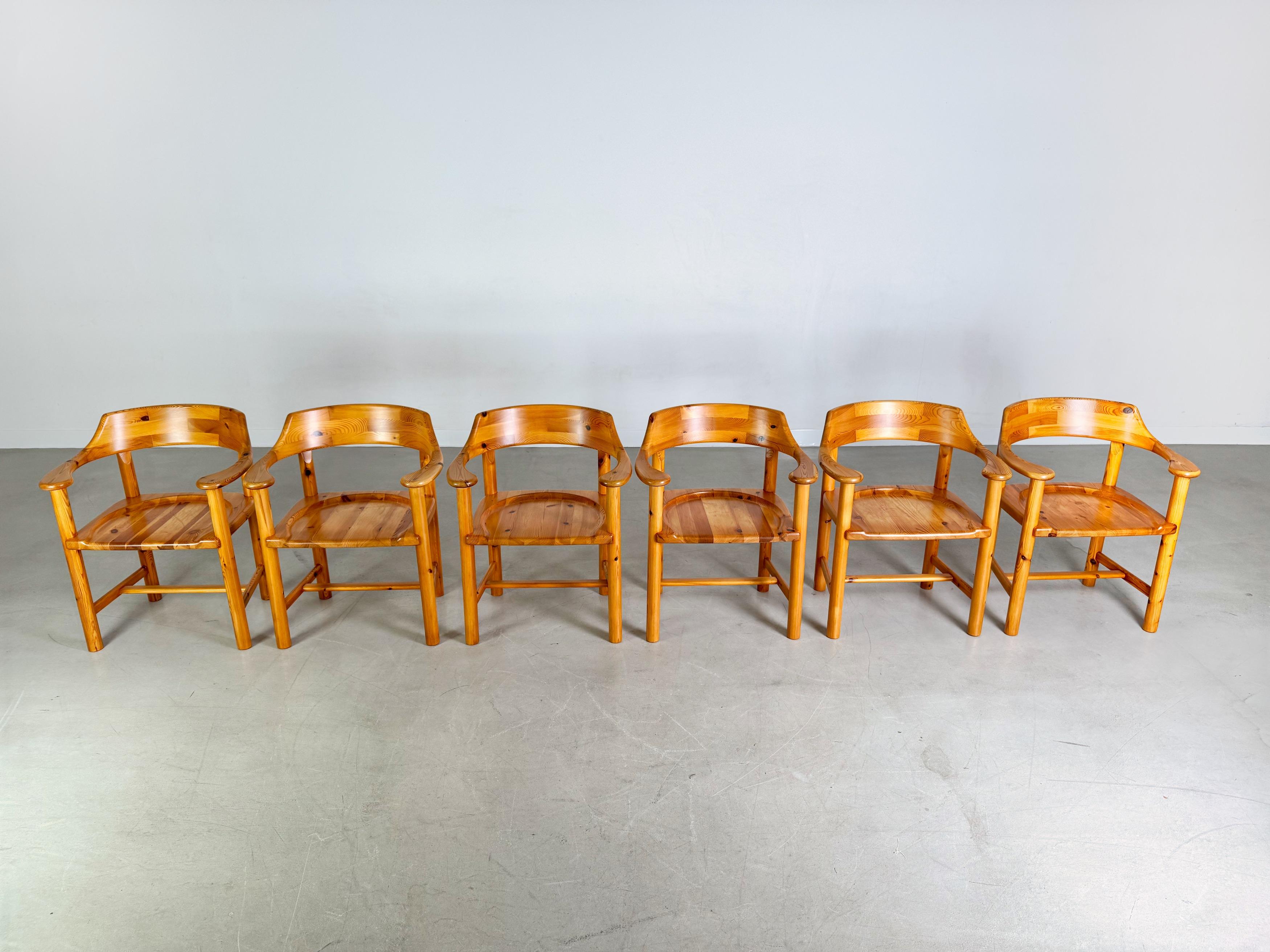 Danish Set of 6 Rainer Daumiller armchairs vintage chair pine For Sale