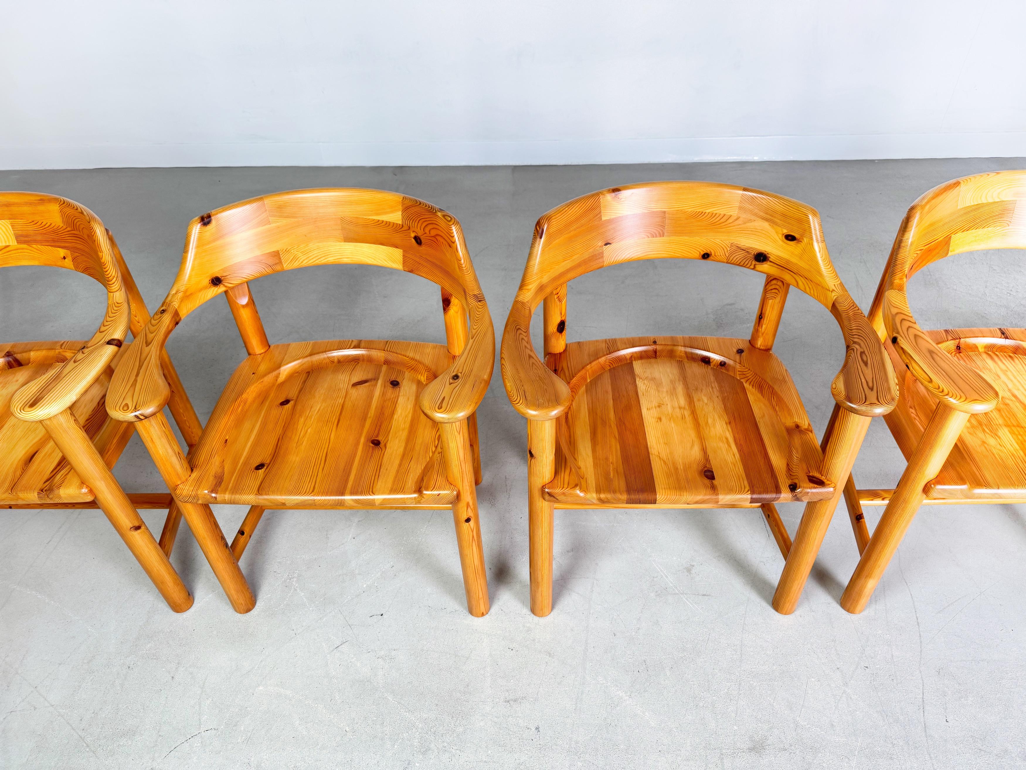Set of 6 Rainer Daumiller armchairs vintage chair pine In Good Condition For Sale In Berlin, DE