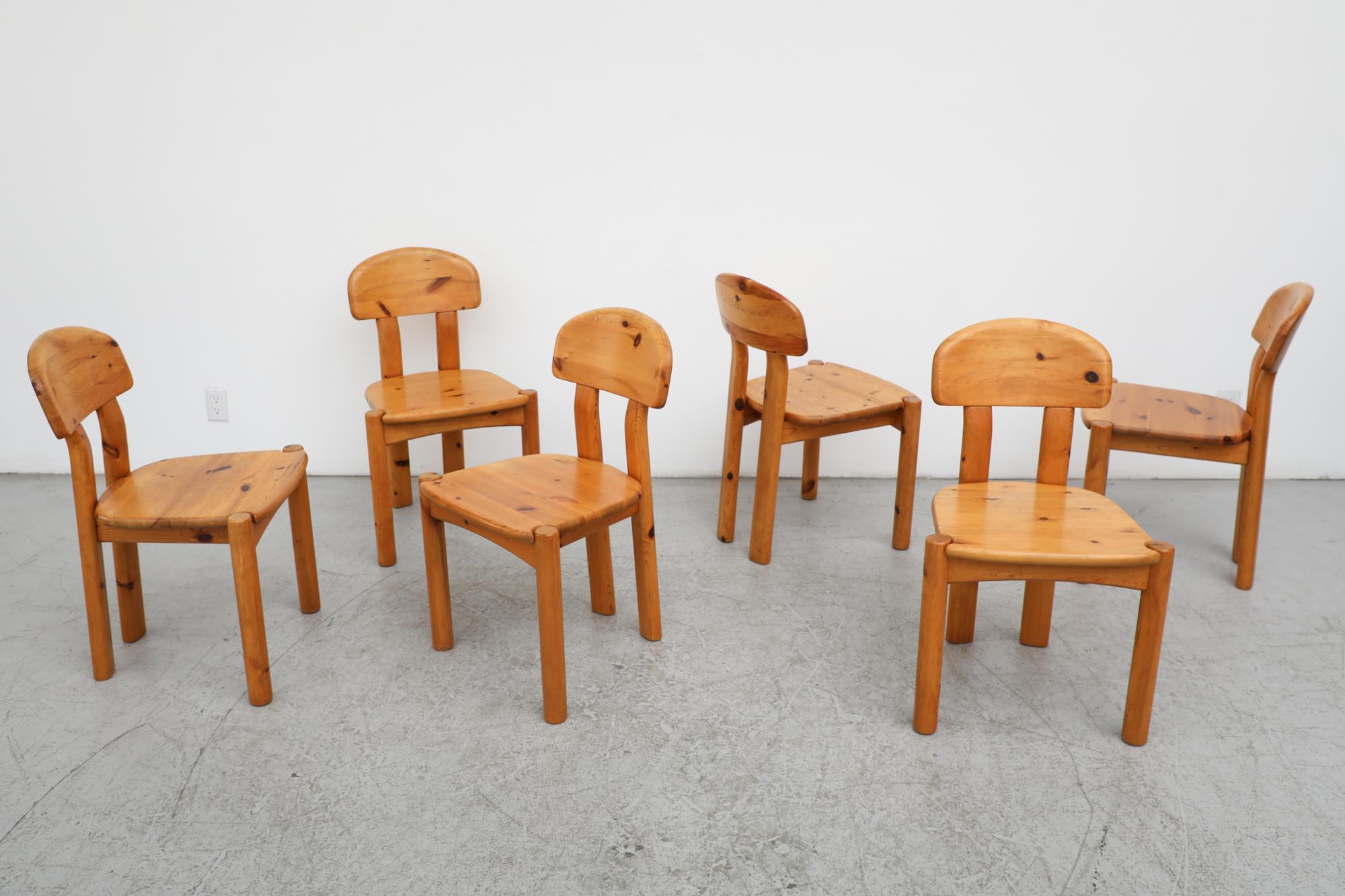 Mid-Century Modern Set of 6 Rainer Daumiller (attr) Pine Dining Chairs