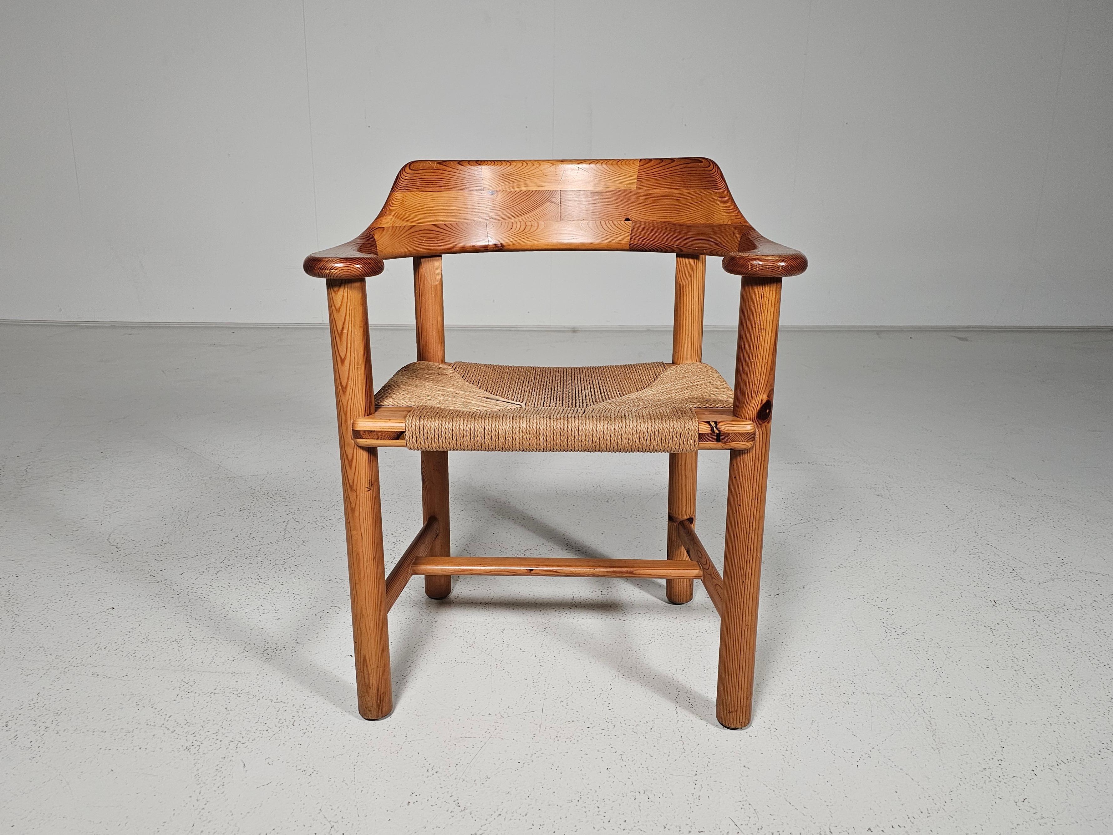 Set of 6 Rainer Daumiller Dining Chairs in Pine and Papercord, 1970s For Sale 6