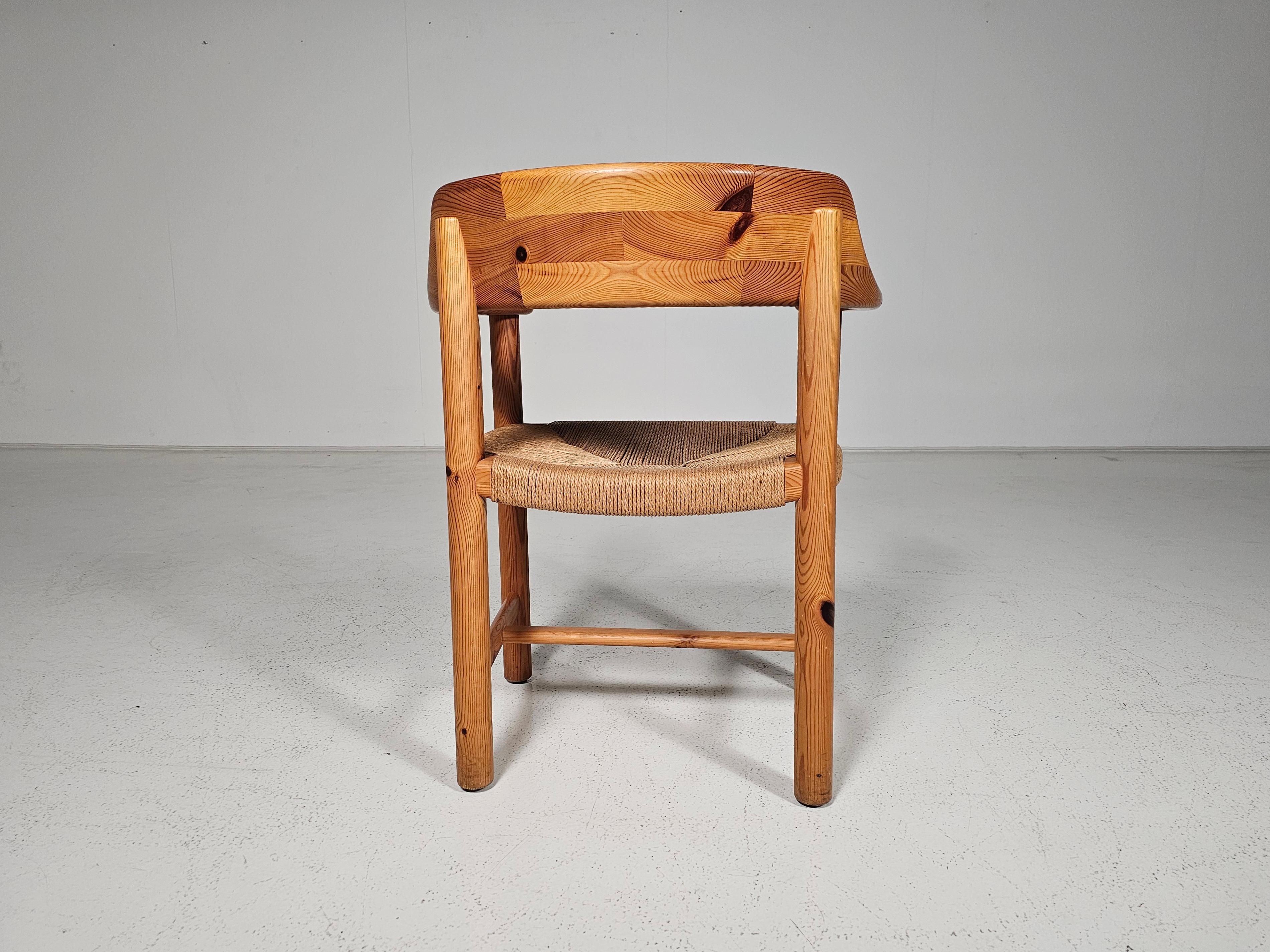 Set of 6 Rainer Daumiller Dining Chairs in Pine and Papercord, 1970s For Sale 9