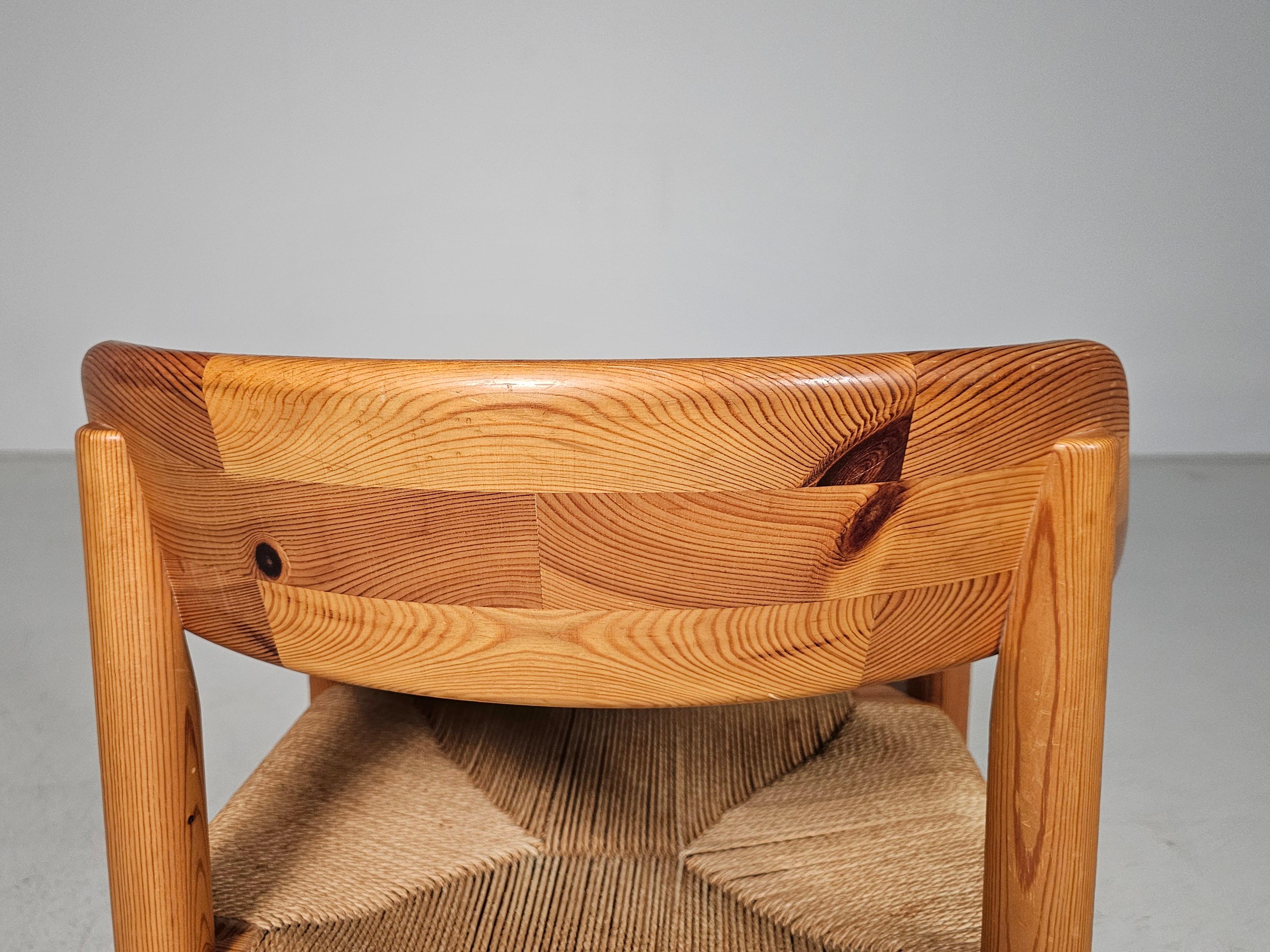 Set of 6 Rainer Daumiller Dining Chairs in Pine and Papercord, 1970s For Sale 10