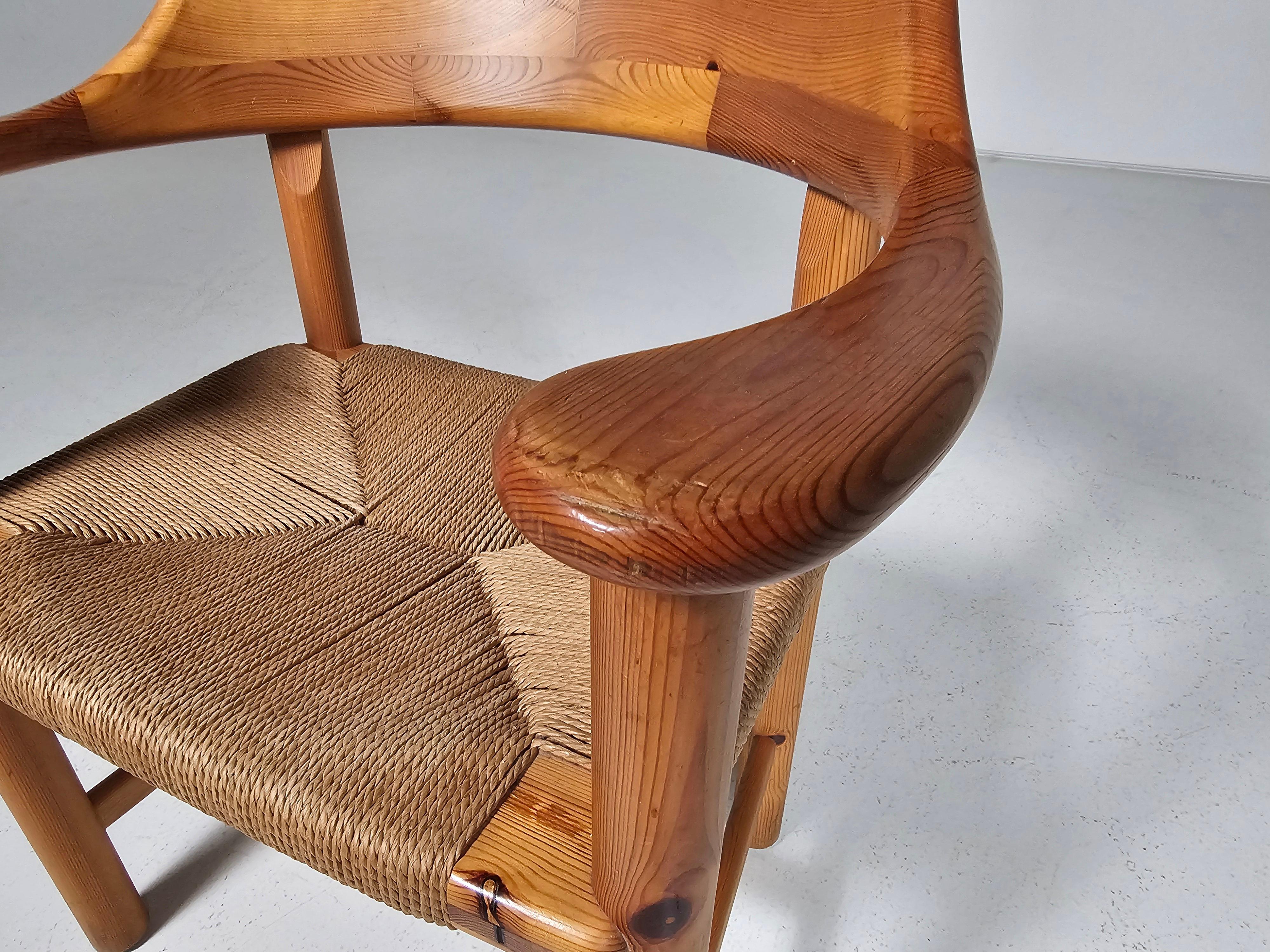 Set of 6 Rainer Daumiller Dining Chairs in Pine and Papercord, 1970s For Sale 11