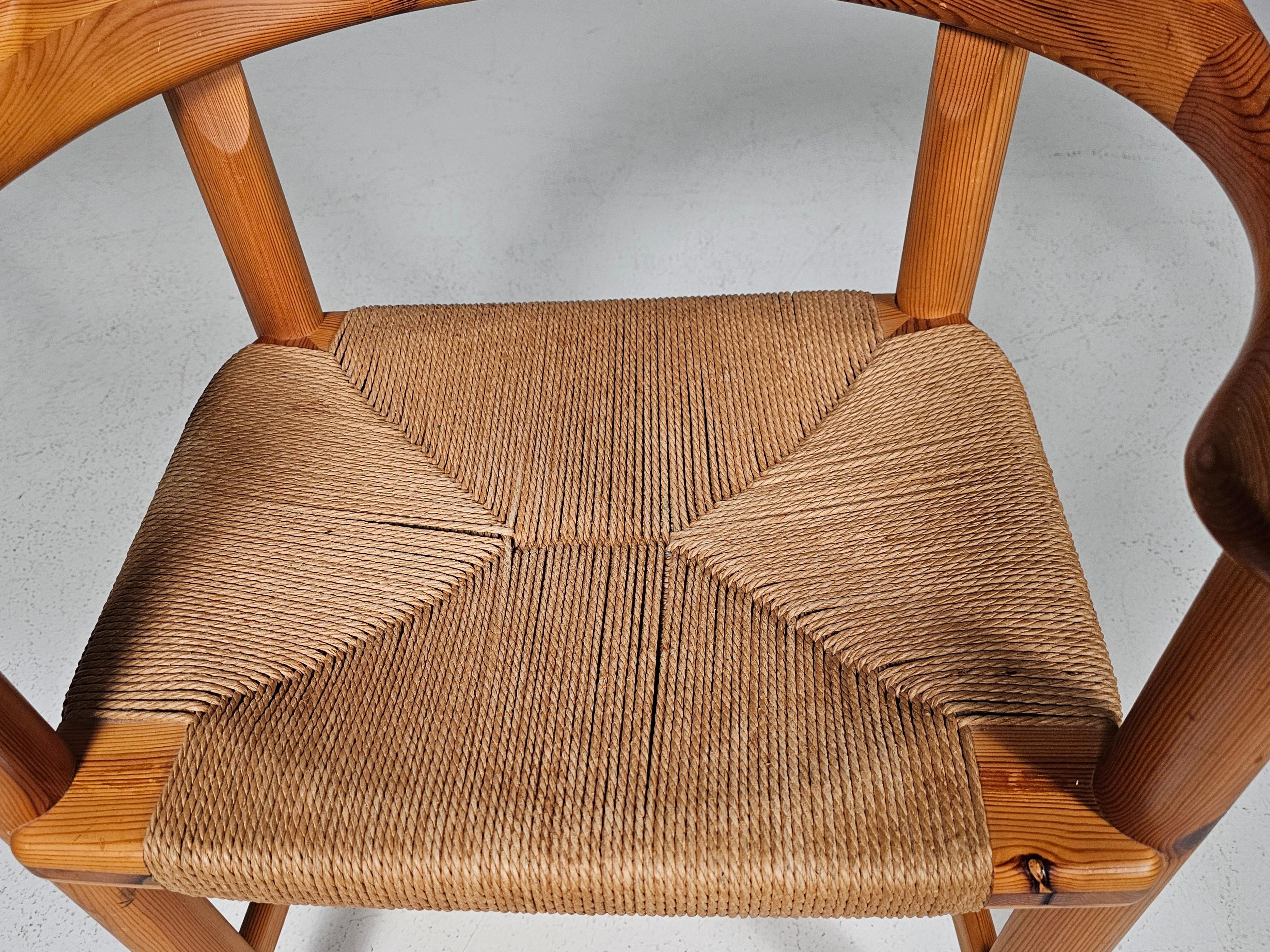 Set of 6 Rainer Daumiller Dining Chairs in Pine and Papercord, 1970s For Sale 12