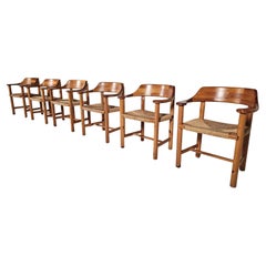 Set of 6 Rainer Daumiller Dining Chairs in Pine and Papercord, 1970s