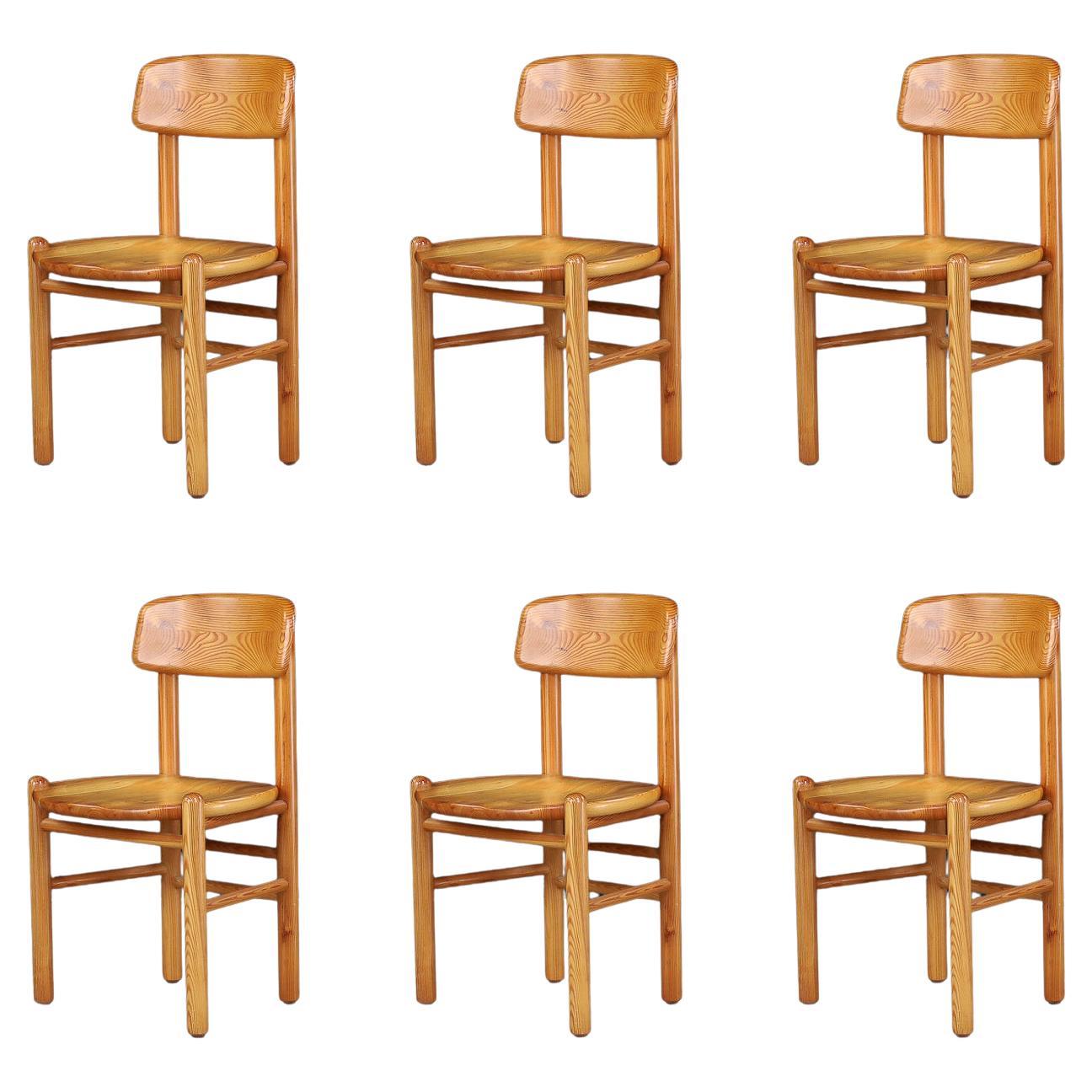 Set of 6 Rainer Daumiller Dining Chairs in Pine for Hirtshals Sawmill, Denmark For Sale