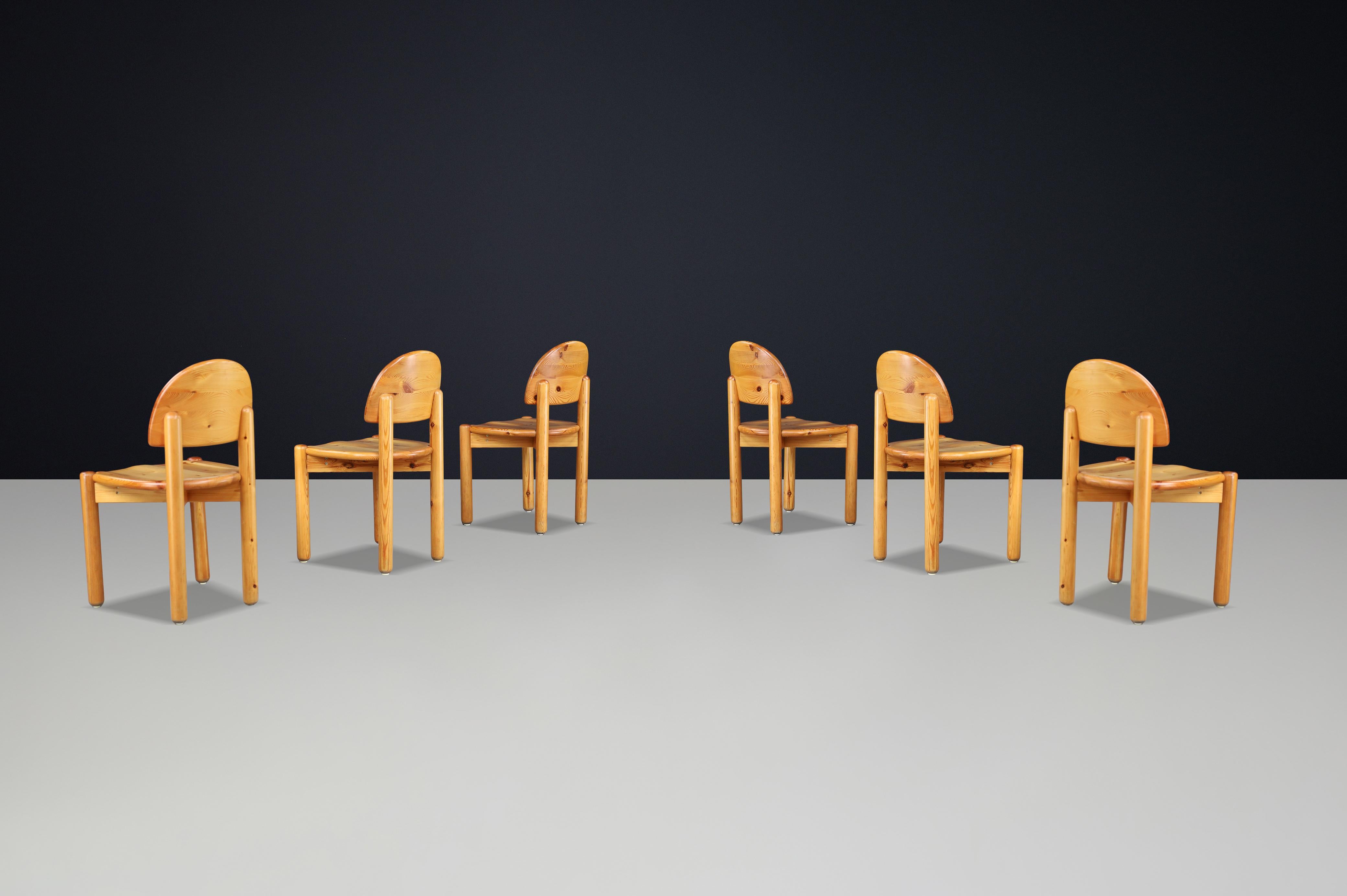 Scandinave moderne Ensemble de 6 chaises de salle à manger Rainer Daumiller en pin massif pour Hirtshals Sawmill 1970 en vente