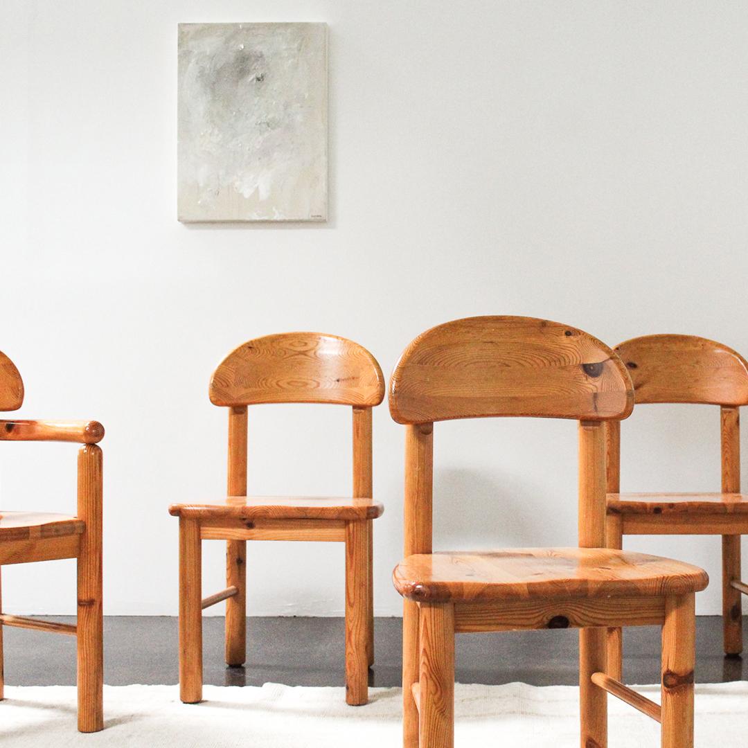 Scandinavian Modern Set of 6 Rainer Daumiller Pine Dining Chairs For Sale