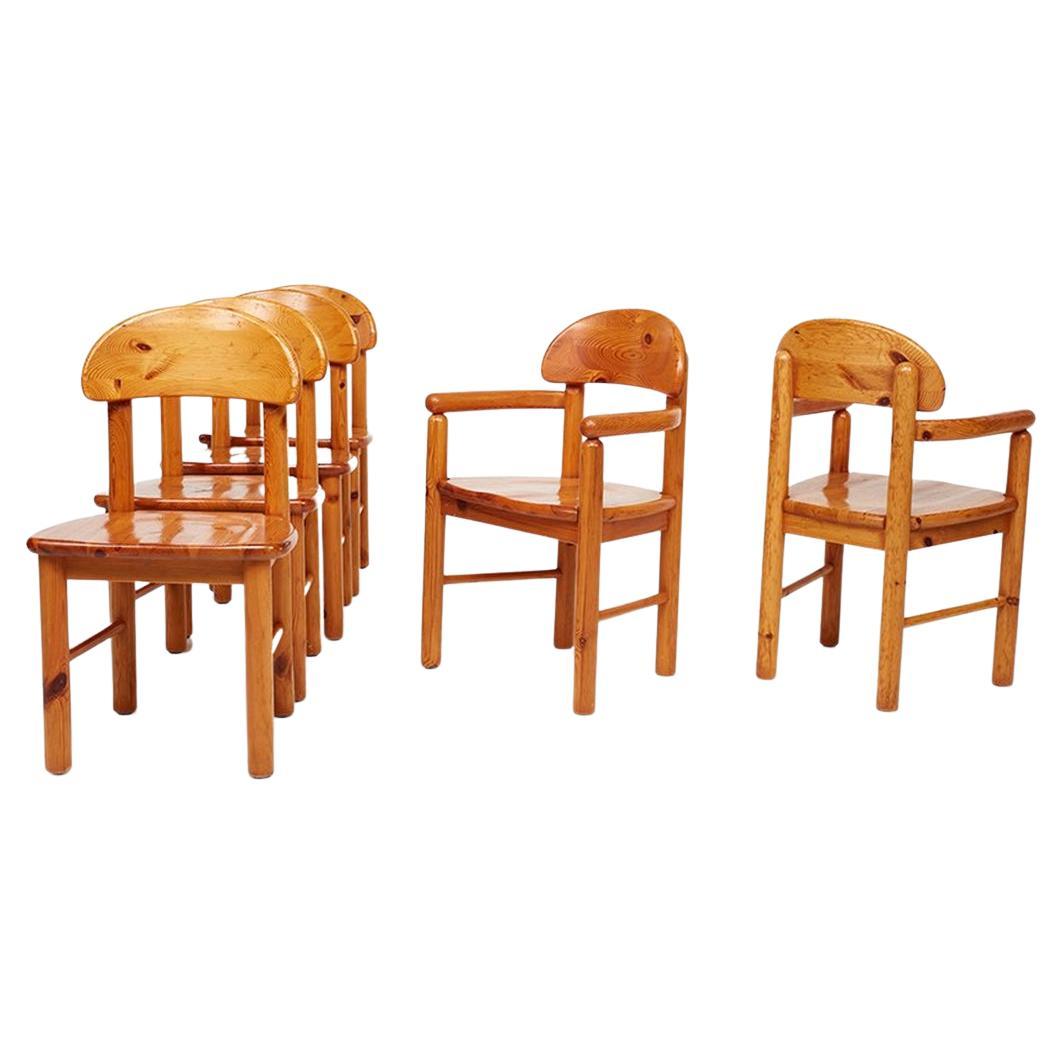 Set of 6 Rainer Daumiller Pine Dining Chairs For Sale