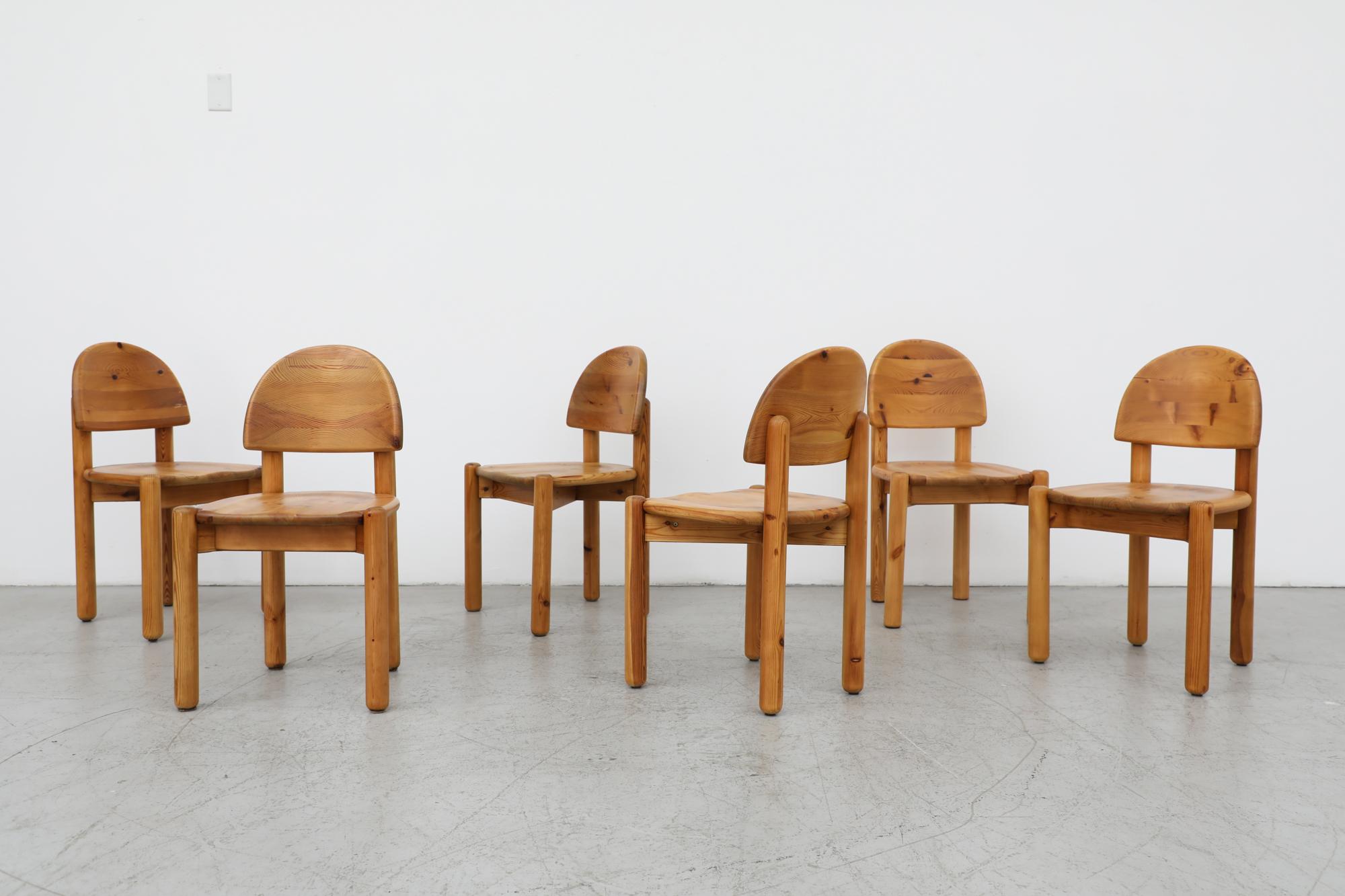 Set of 6 Rainer Daumiller Pine Half Moon Dining Chairs 8