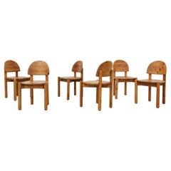 Set of 6 Rainer Daumiller Pine Half Moon Dining Chairs