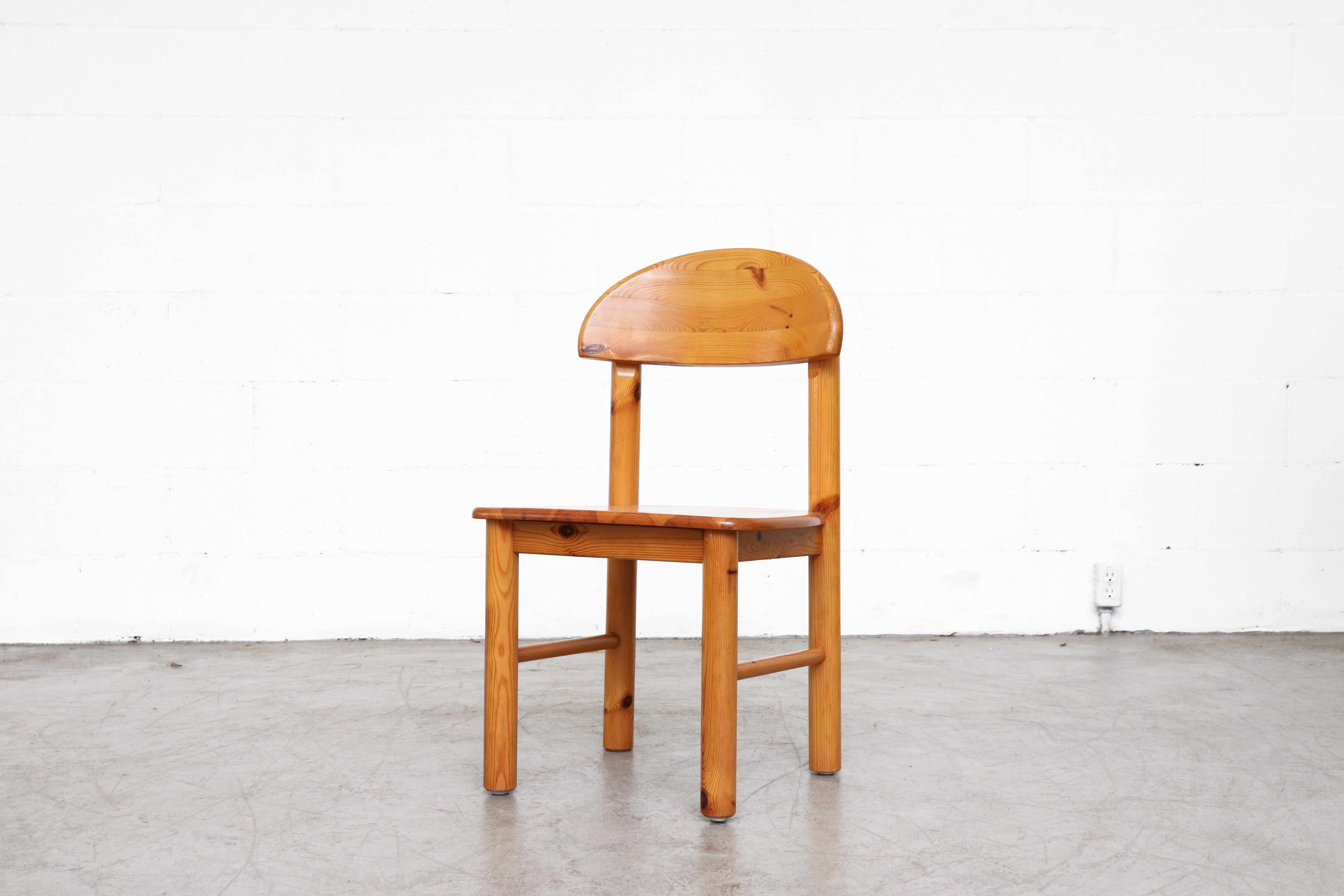 Danish Set of 6 Rainer Daumiller Style Pine Dining Chairs
