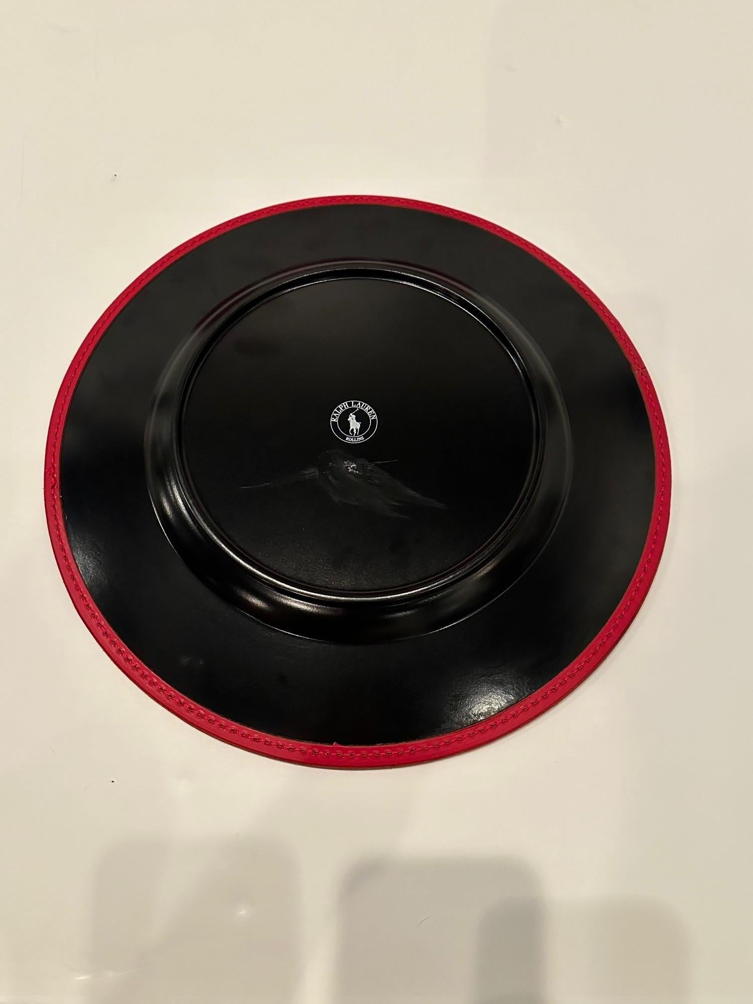 Contemporary Set of 6 Ralph Lauren Leather Wrapped Charger Plates