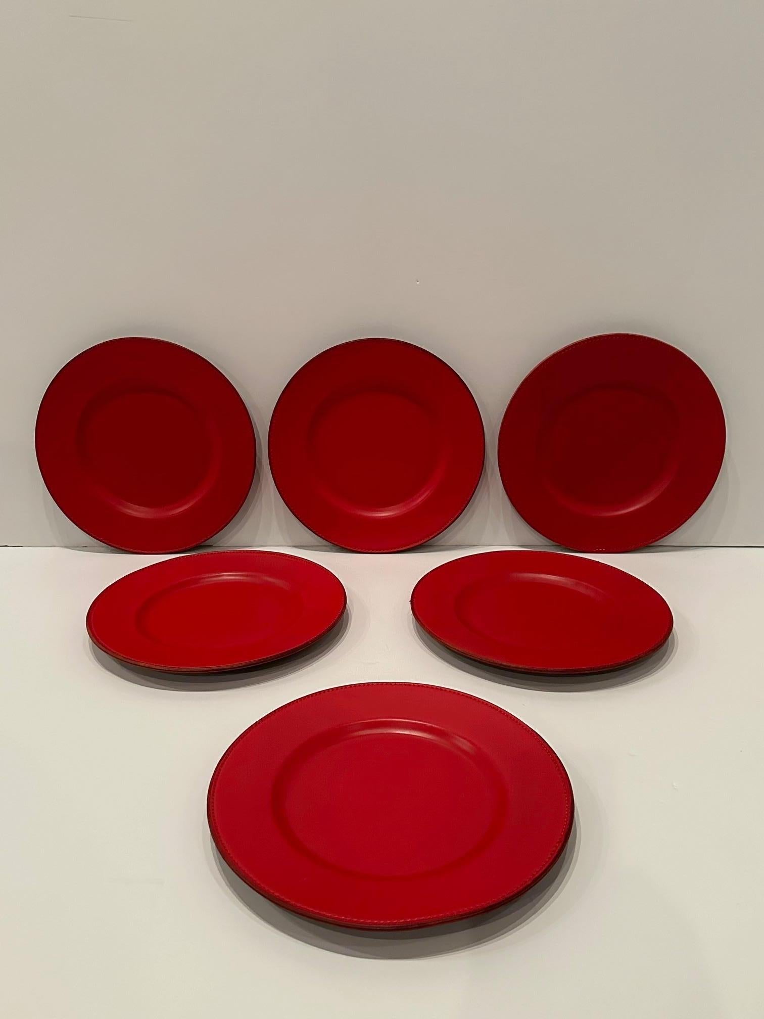 Set of 6 Ralph Lauren Leather Wrapped Charger Plates 4